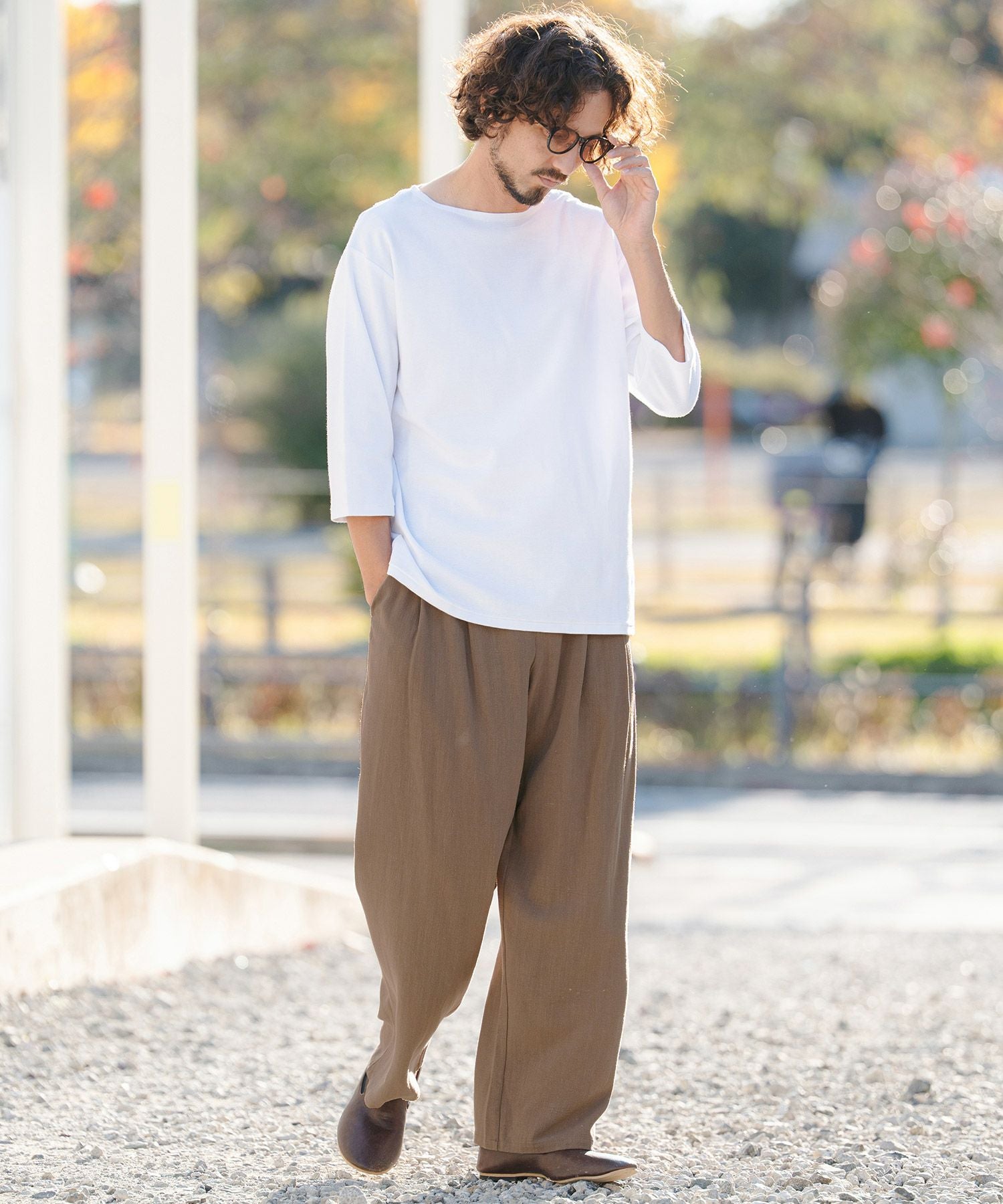 CAMBIO(カンビオ)】 Linen Rayon Wide Straight Pants ワイド