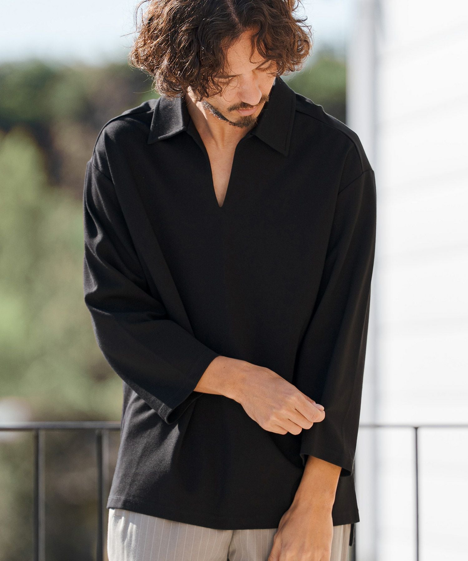 CAMBIO(カンビオ)】 Ponti Skipper 3-4 Sleeve Polo Shirts 7分袖