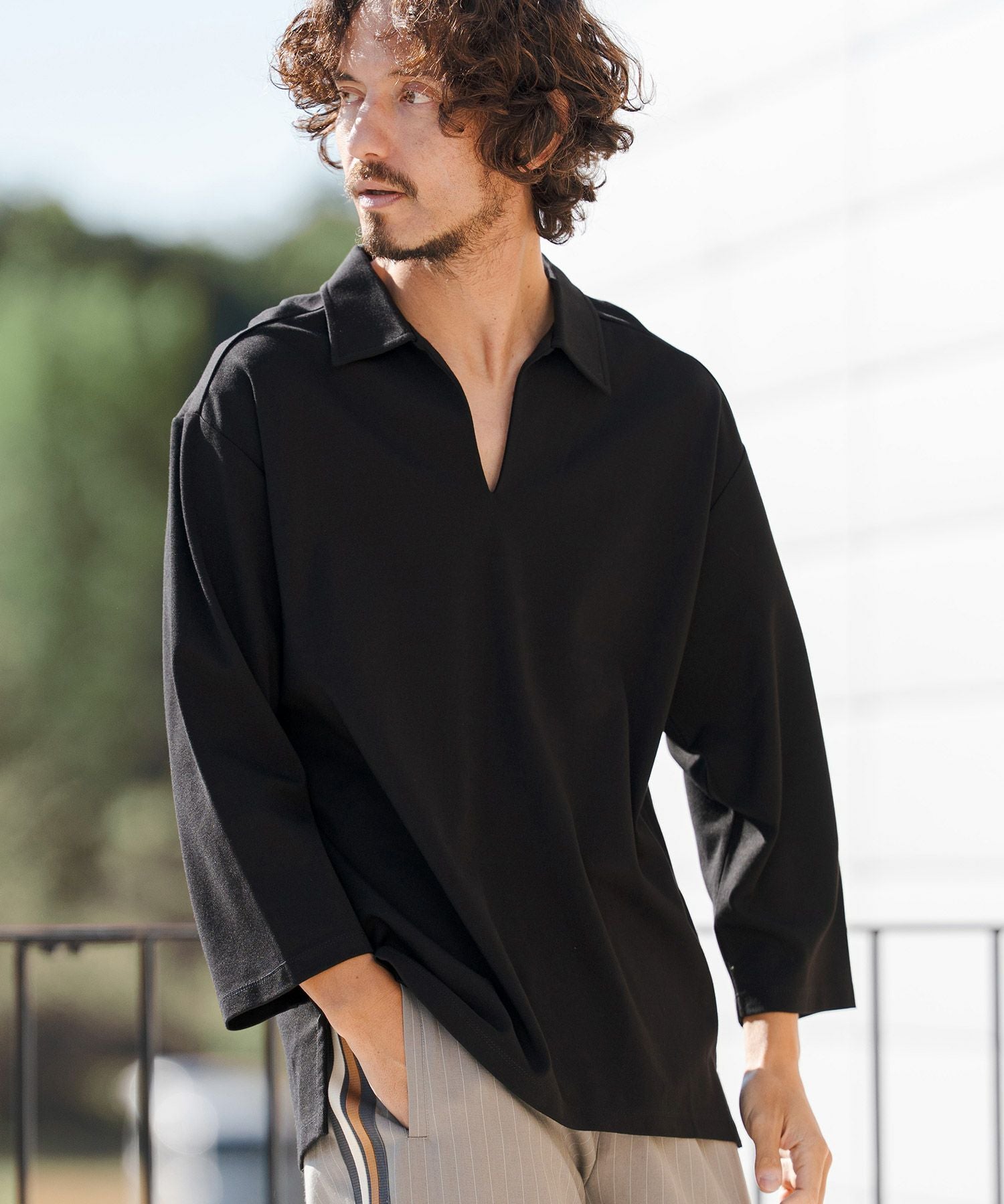 CAMBIO(カンビオ)】 Ponti Skipper 3-4 Sleeve Polo Shirts 7分袖