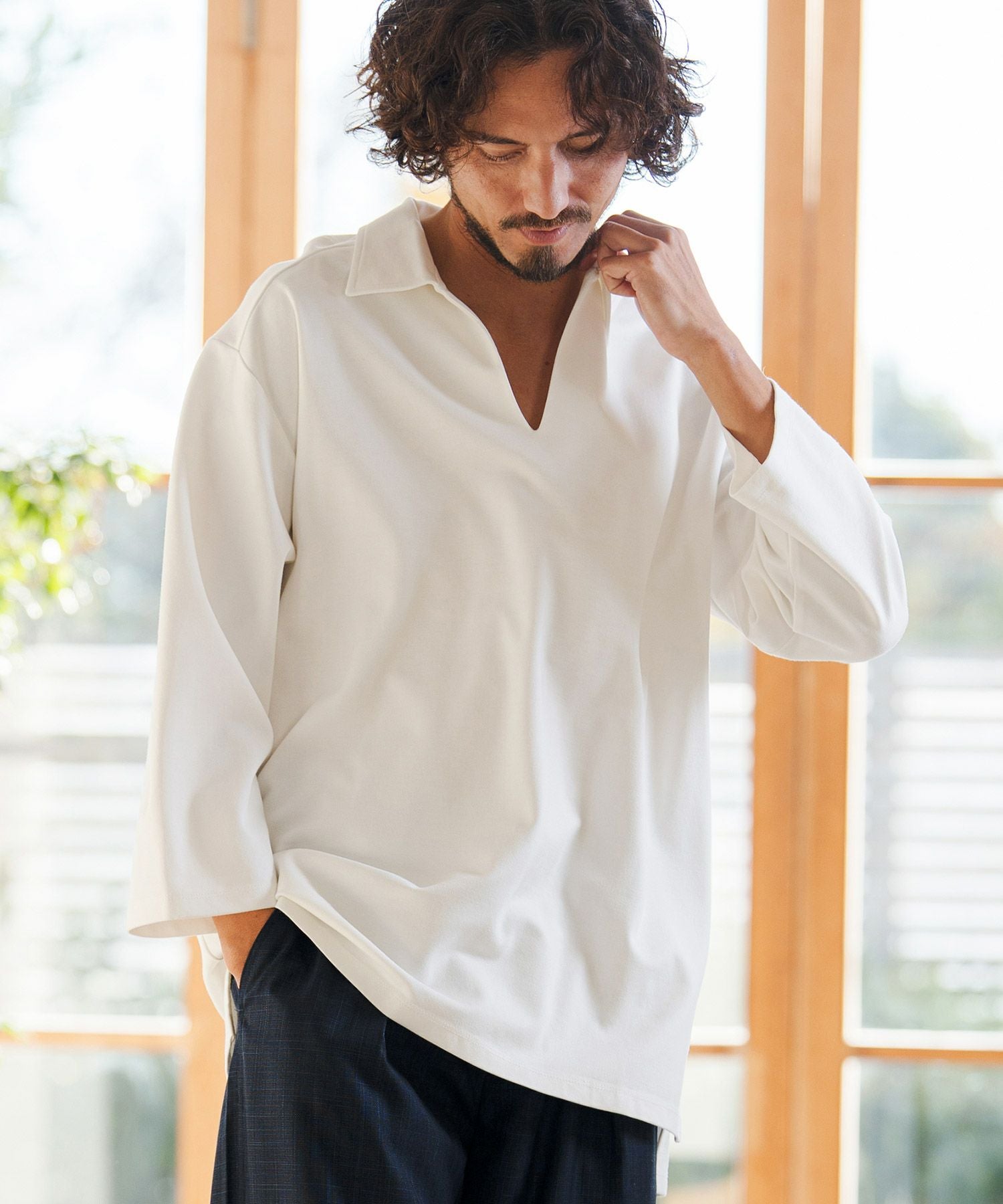 CAMBIO(カンビオ)】 Ponti Skipper 3-4 Sleeve Polo Shirts 7分袖