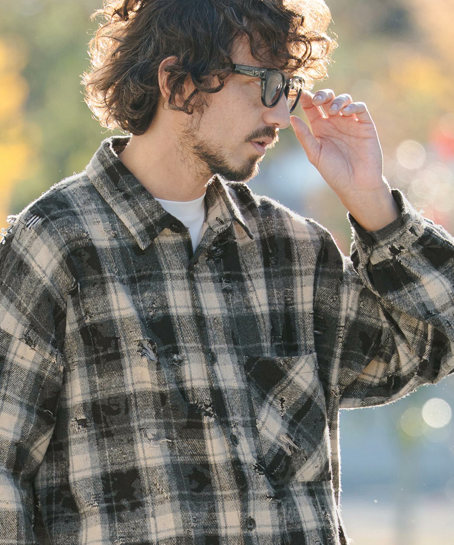 CAMBIO(カンビオ)】Distressed Flannel Check Shirts ネルチェック
