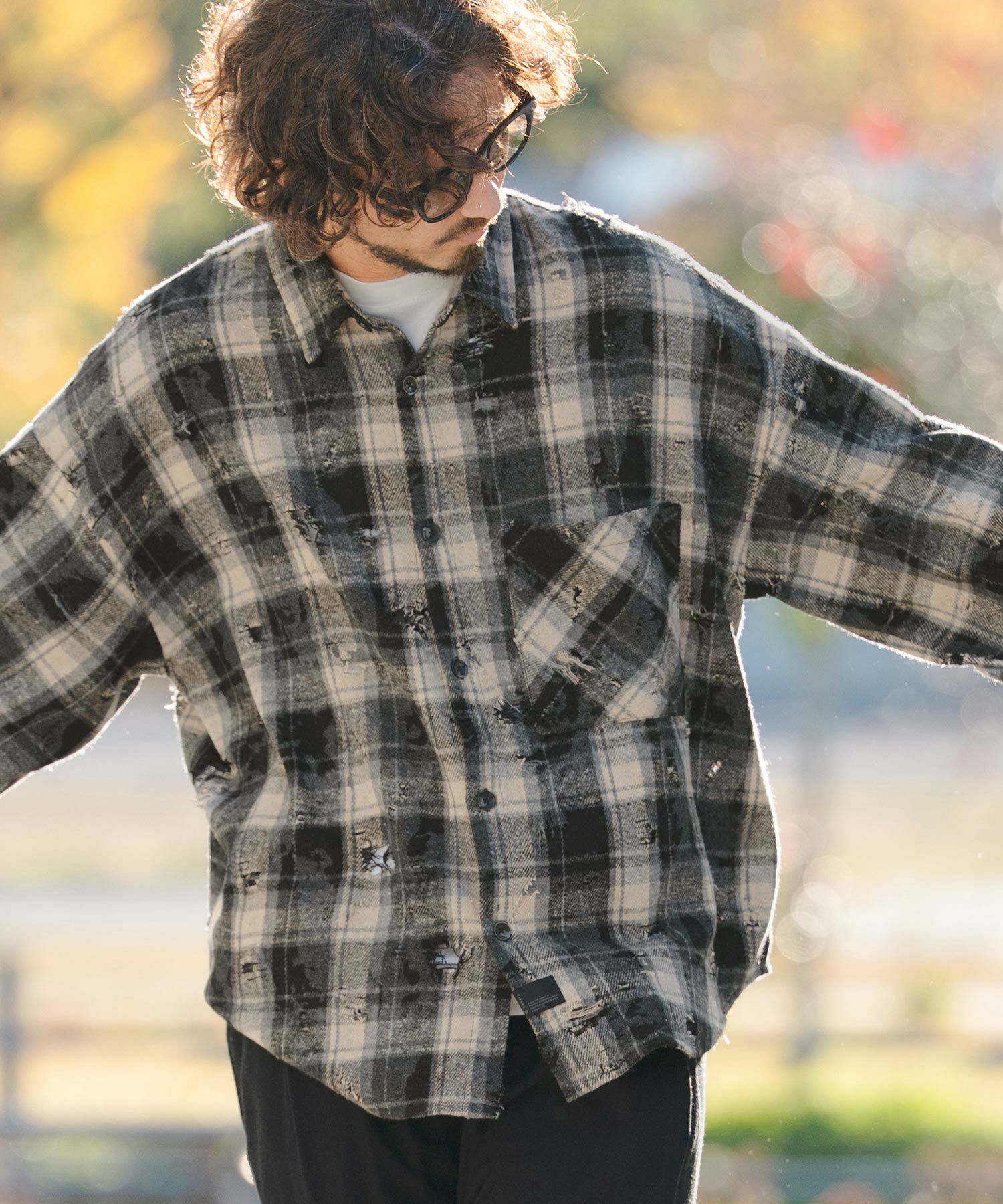 STAMPD LA フランネルチェックシャツ CAMBIO(カンビオ)】Distressed Flannel Check Shirts ネルチェック