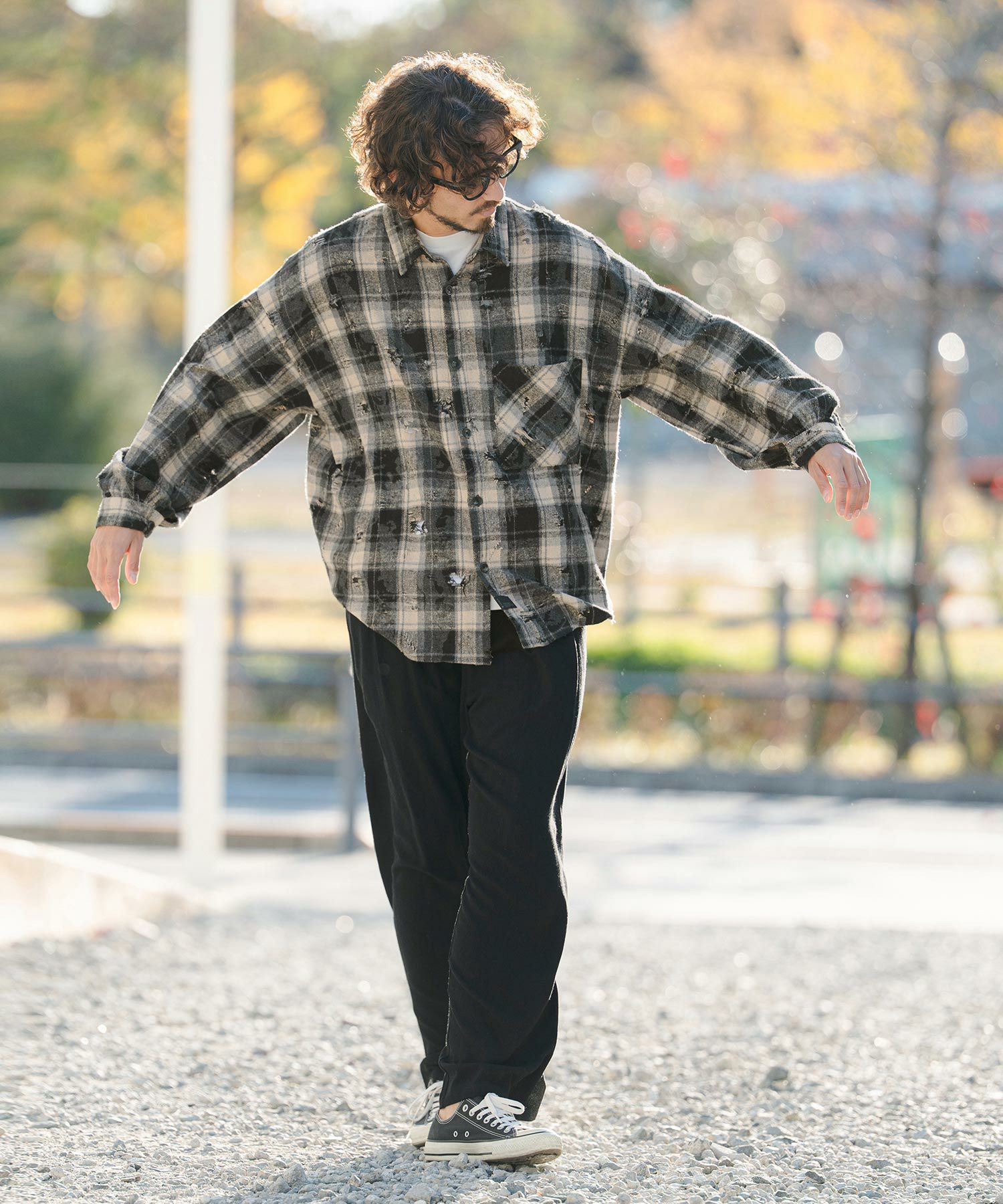 CAMBIO(カンビオ)】Distressed Flannel Check Shirts ネルチェック