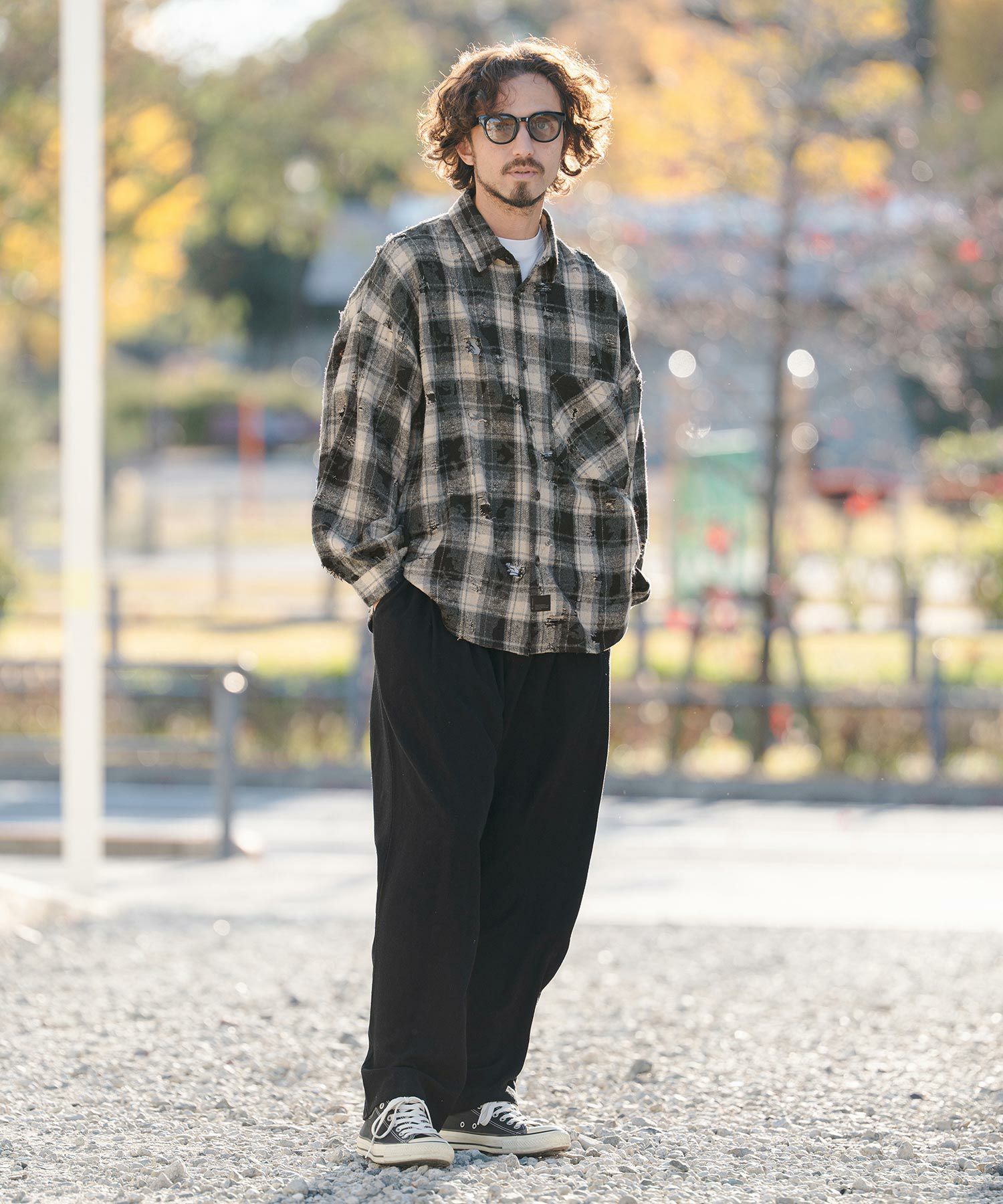 CAMBIO(カンビオ)】Distressed Flannel Check Shirts ネルチェック