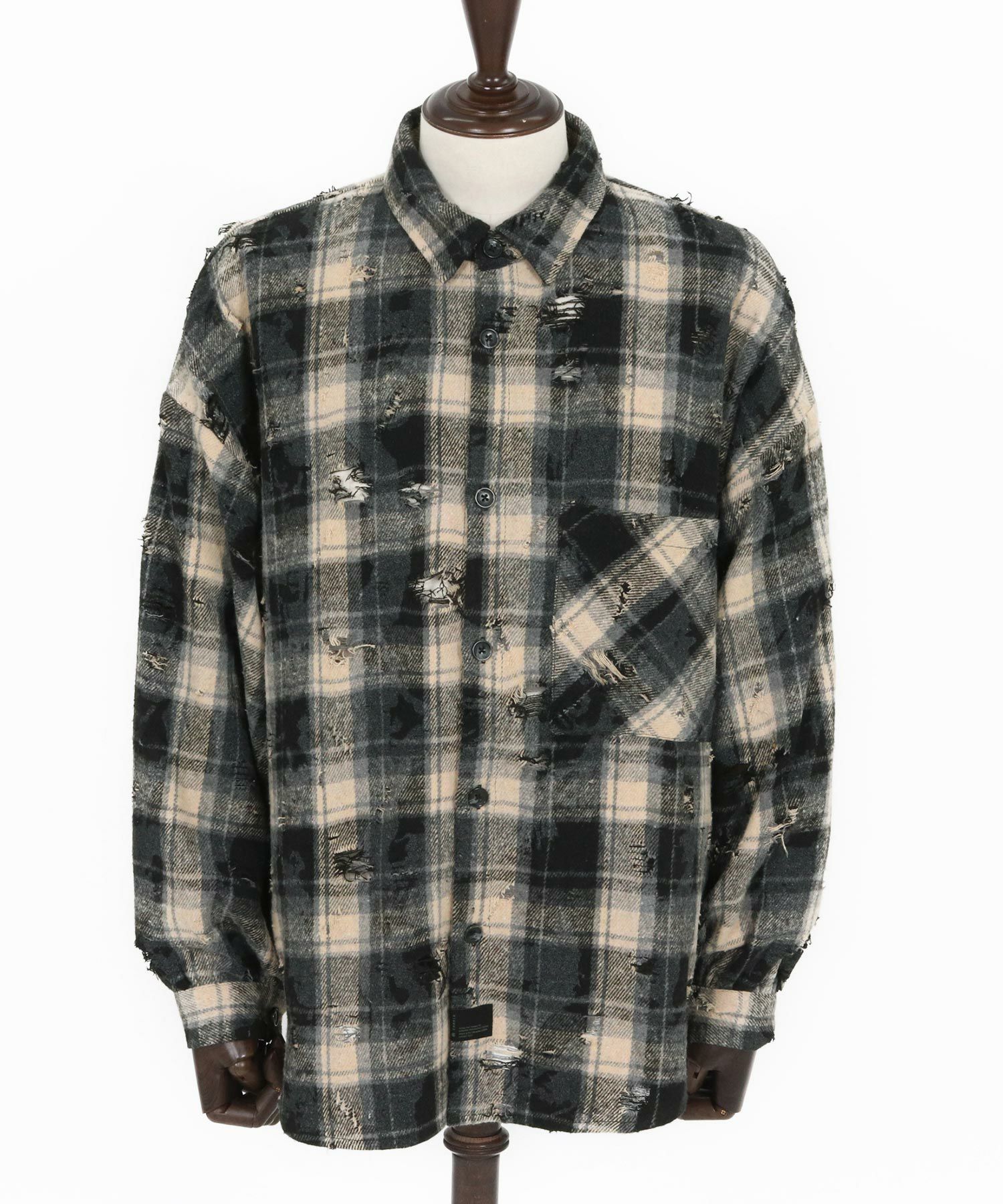 CAMBIO(カンビオ)】Distressed Flannel Check Shirts ネルチェック
