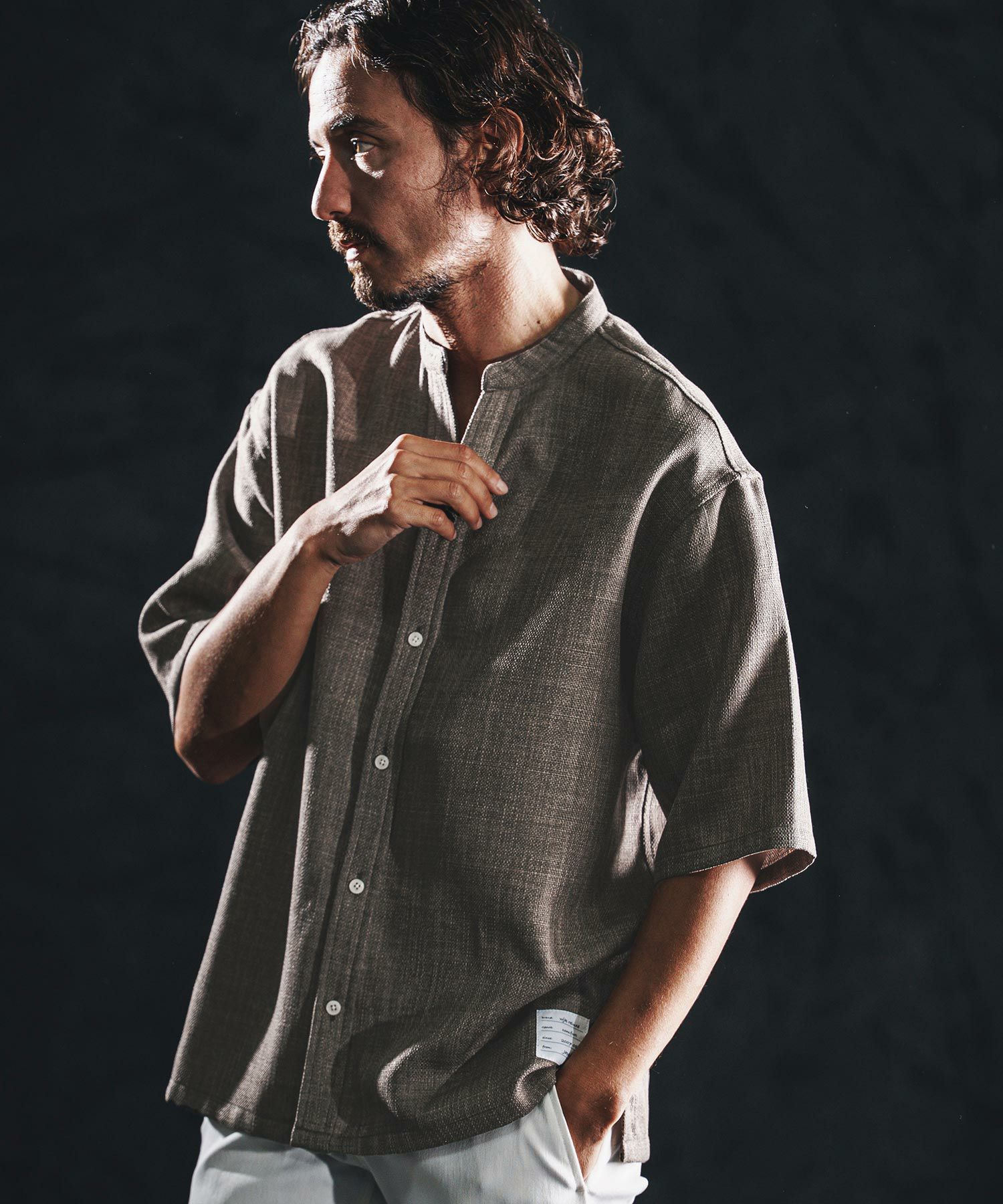wjk reluxe】linen like V neck SS shirts シャツ(WR26S-14) | CAMBIO