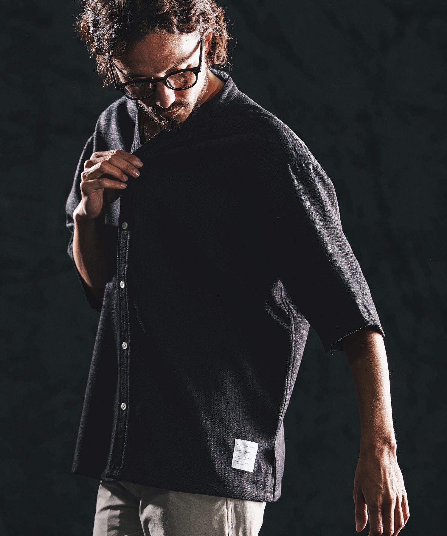 wjk reluxe】linen like V neck SS shirts シャツ(WR26S-14) | CAMBIO