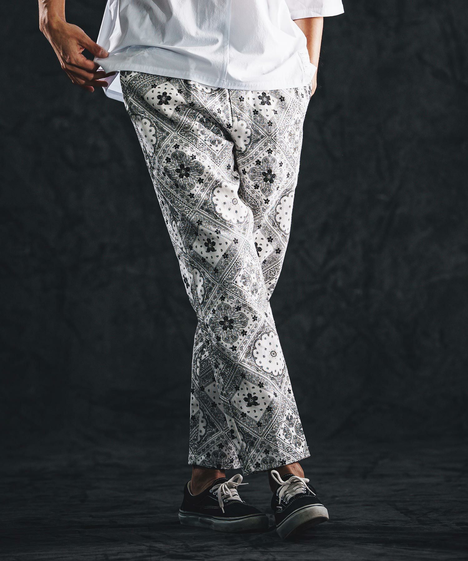 wjk reluxe】stretch banana silhouette pants バナナシルエットパンツ
