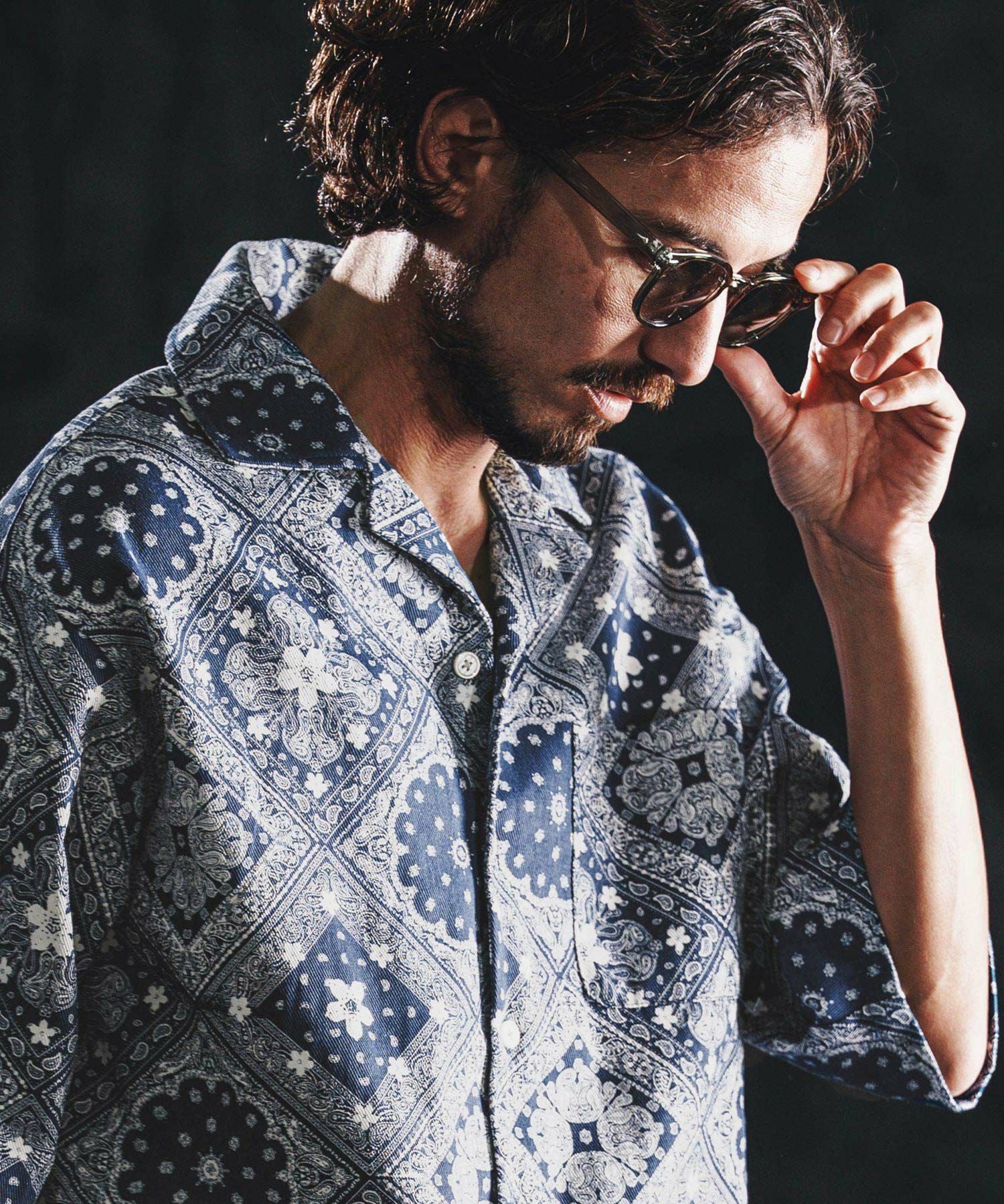 トップス mzk wjk reluxe】bandana open collar SS shirts オープンカラーシャツ