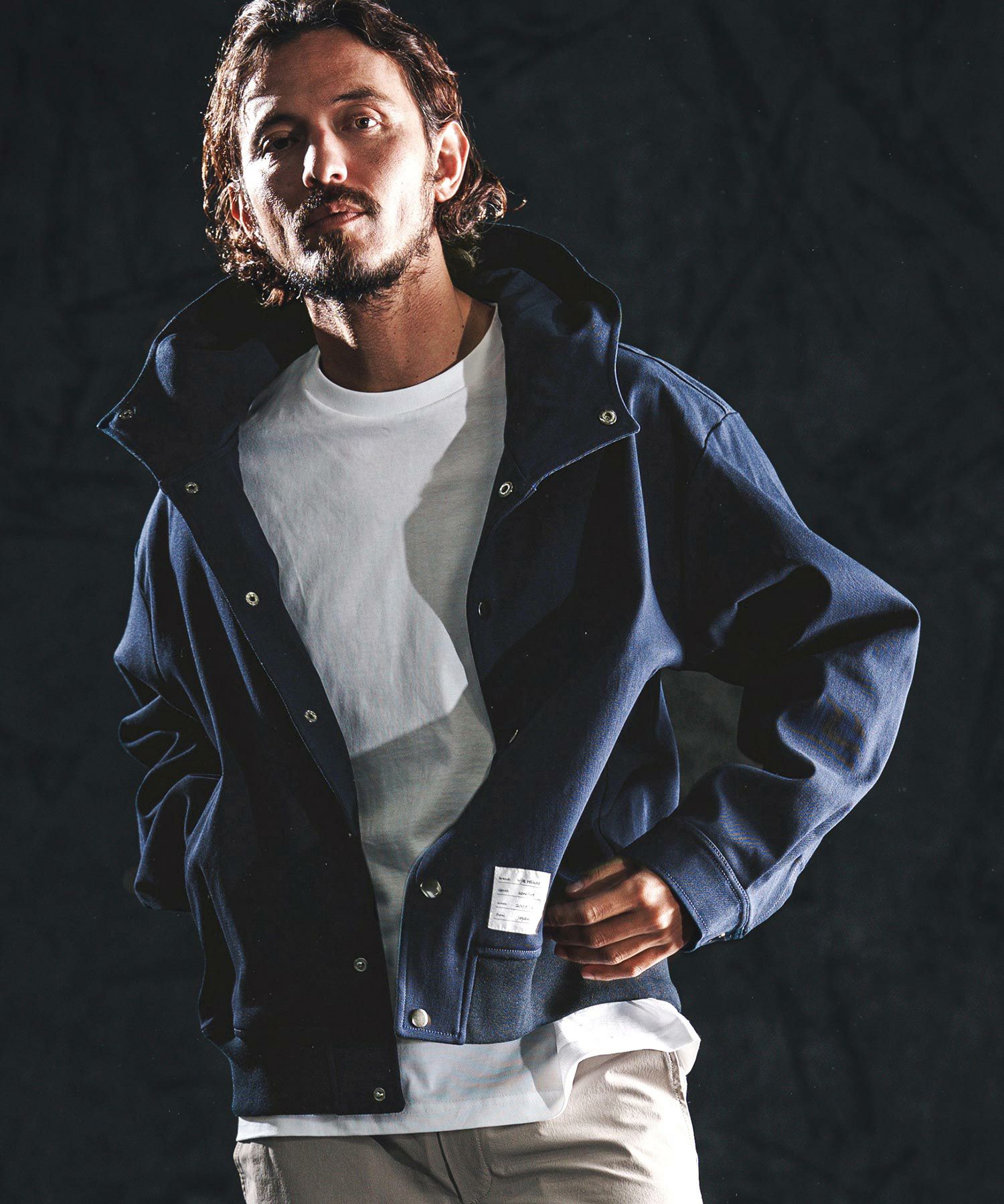 ベリーグッドマン hidex icontact 白　パーカー wjk reluxe】【予約販売5月上旬～中旬入荷】stretch dot button parka
