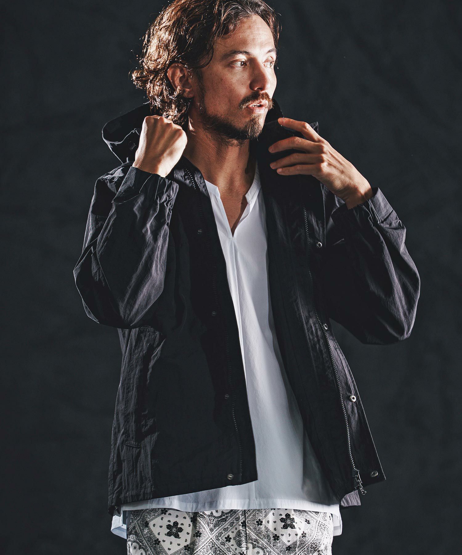 wjk reluxe】shrink nylon parka ナイロンパーカー(WR26S-19) | CAMBIO