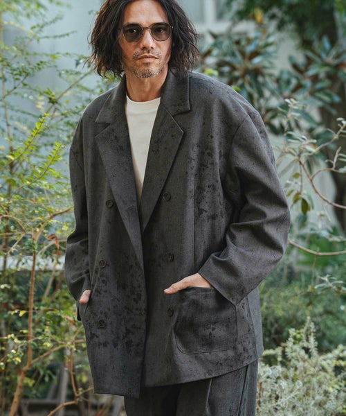CAMBIO(カンビオ)】 Uneven Dye Like Jacquard Double Tailored Jacket 
