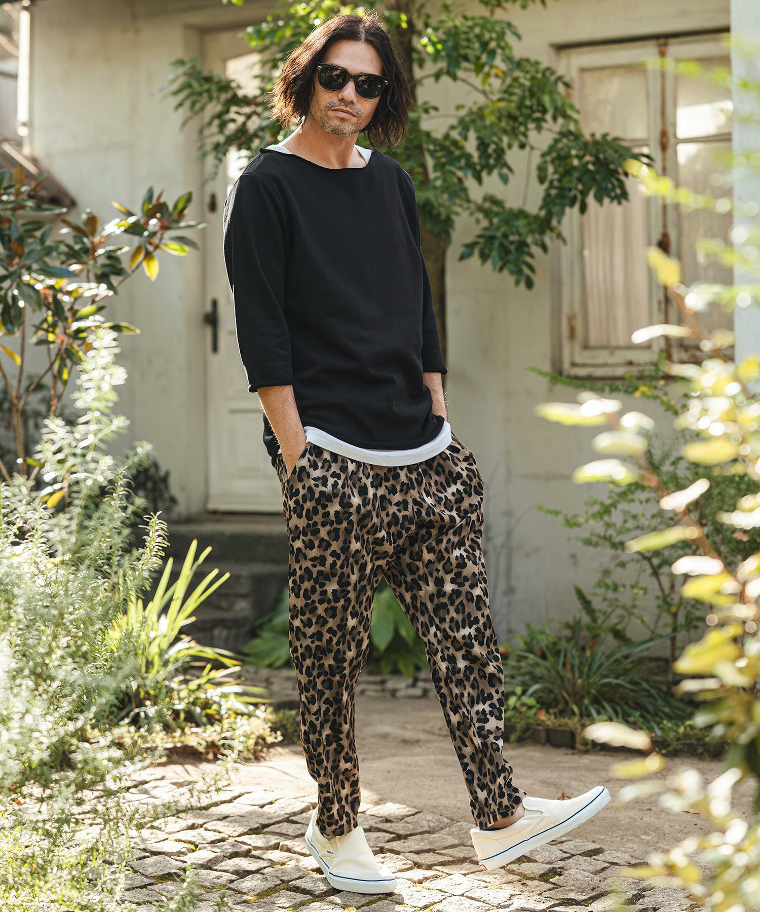パンツ rara CAMBIO(カンビオ)】Leopard Relax Pants レオパードイージーパンツ