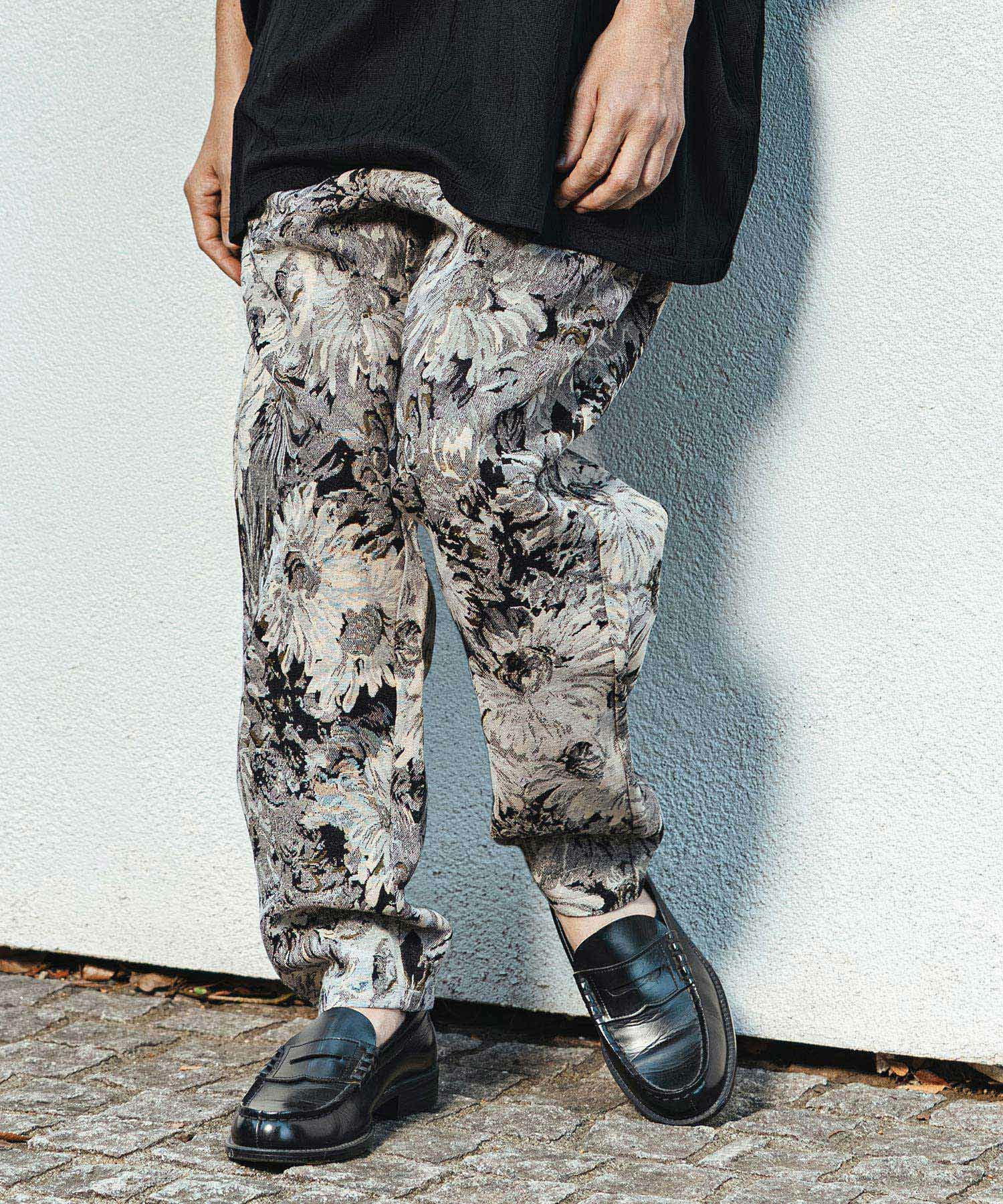 CAMBIO(カンビオ)】Botanical Gobelin Textile Wide Balloon Pants