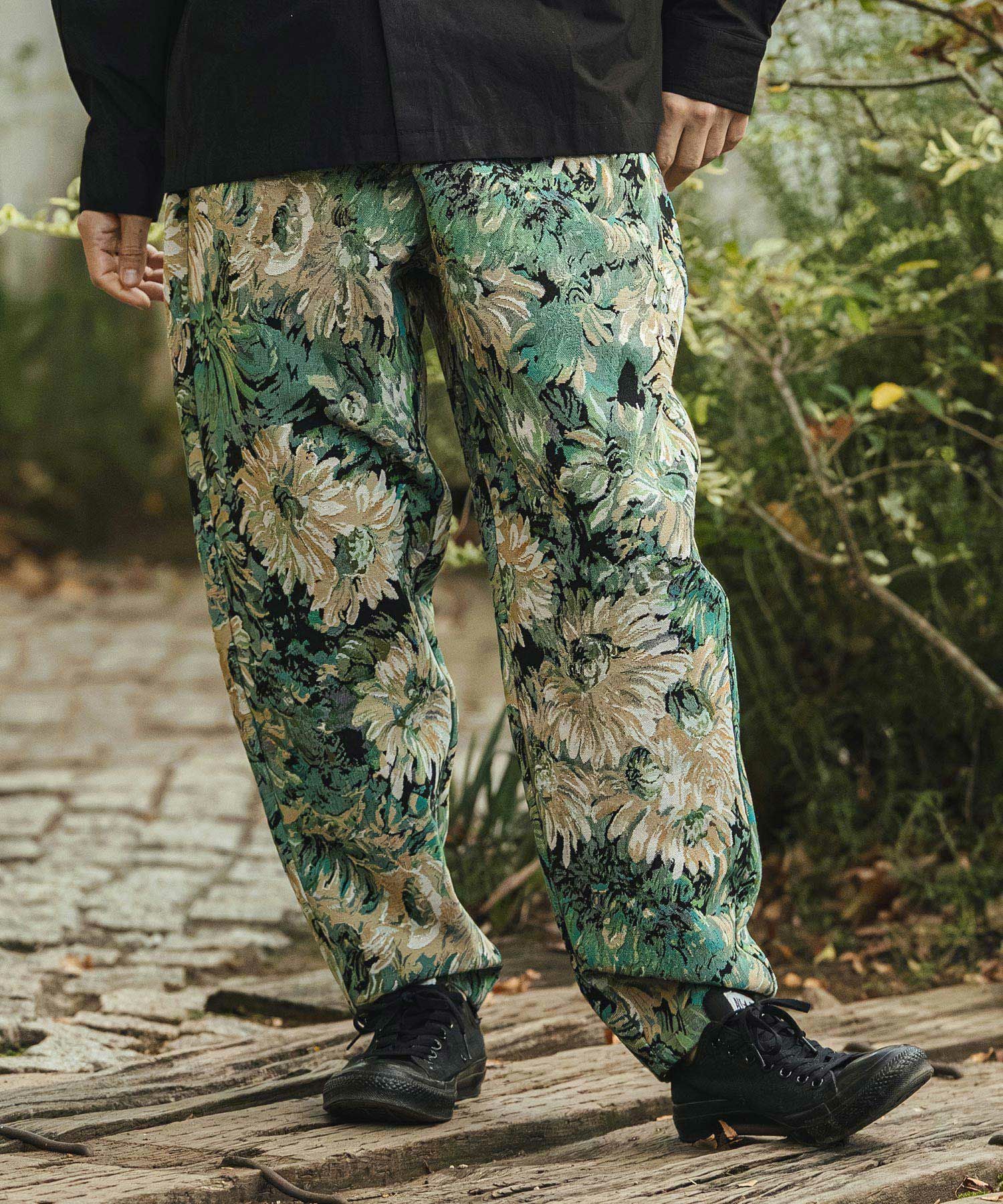 CAMBIO(カンビオ)】Botanical Gobelin Textile Wide Balloon Pants