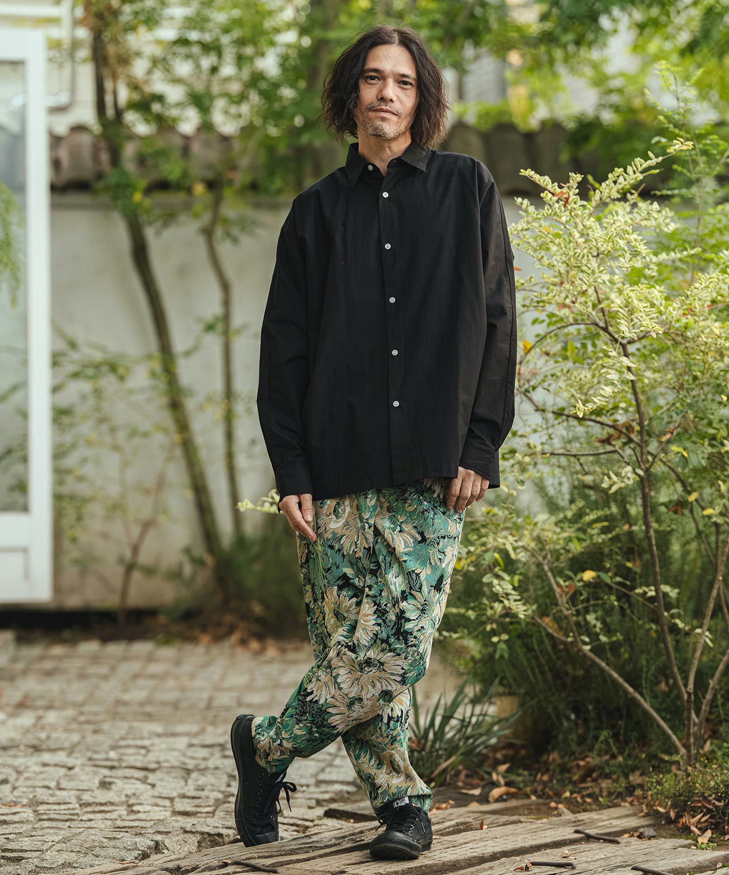 新品未使用　CAMBIO カンビオ【L】ヘリンボーン柄　サルエルパンツ　オリーブ CAMBIO(カンビオ)】ダンボールサルエルパンツ(HLCM0214) | CAMBIO カンビオ