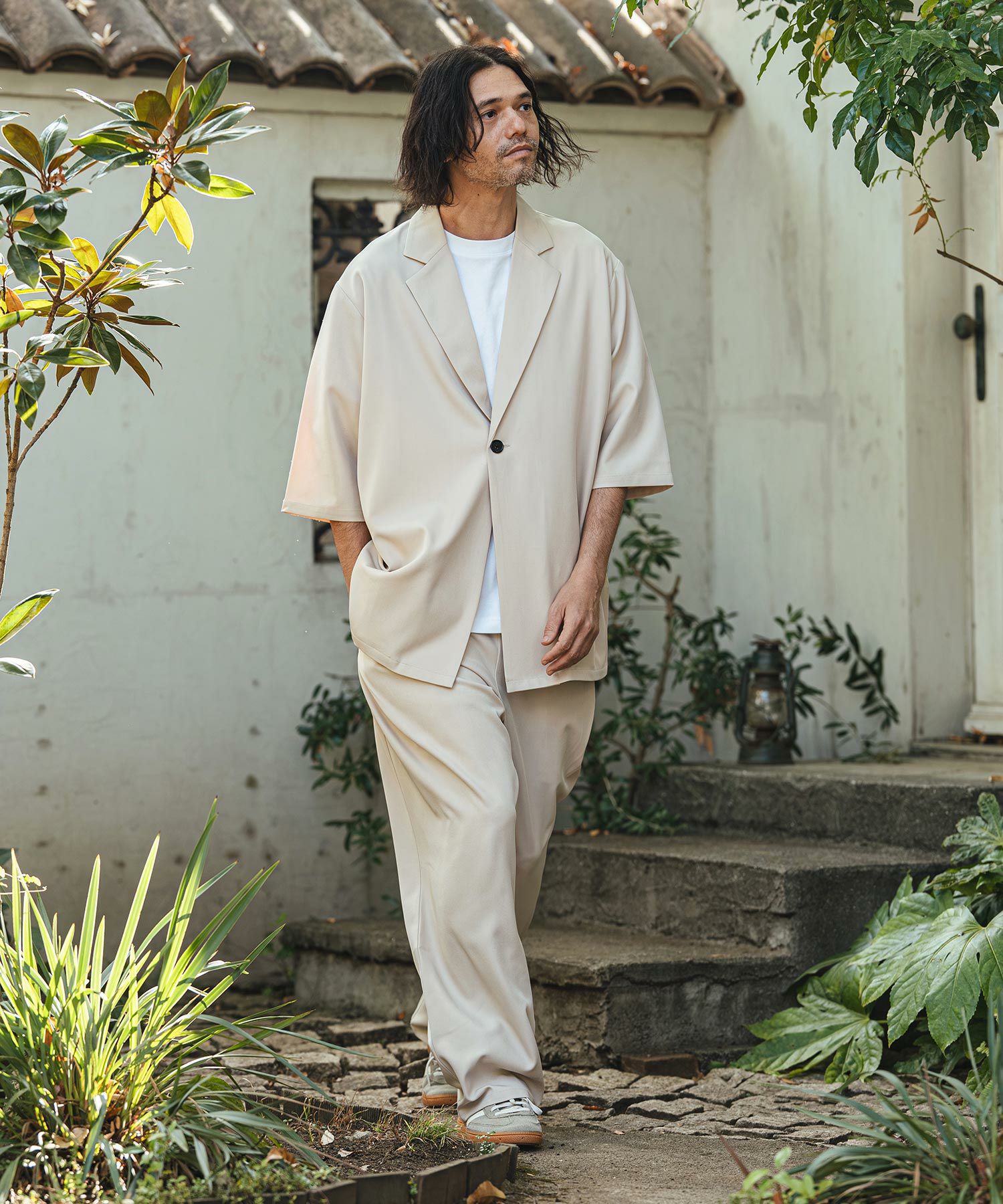 CAMBIO(カンビオ)】Tropical Wide Straight Pants イージースラックス