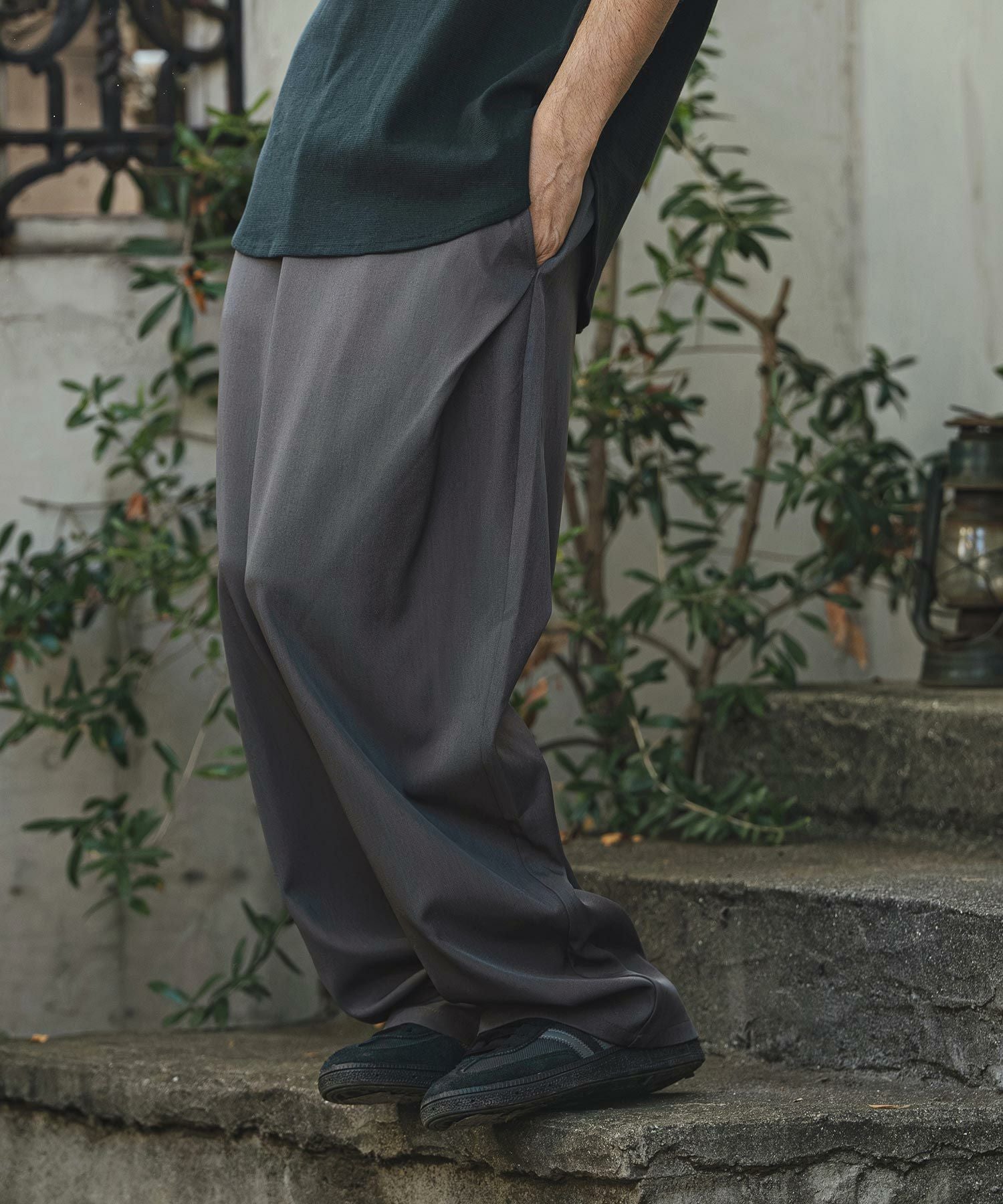CAMBIO(カンビオ)】Tropical Wide Straight Pants イージースラックス