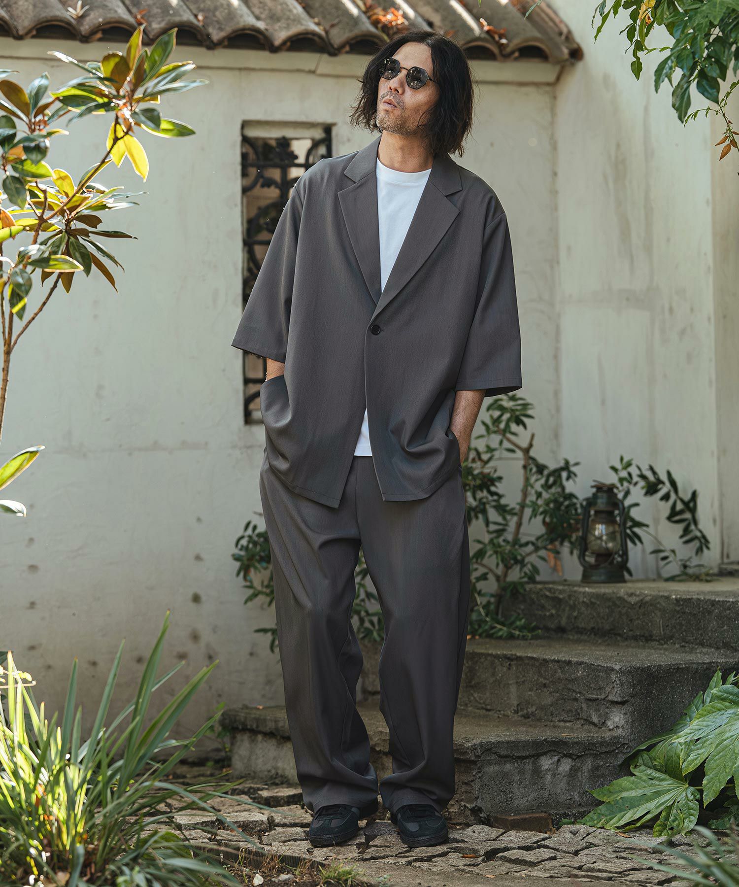 CAMBIO(カンビオ)】Tropical Wide Straight Pants イージースラックス