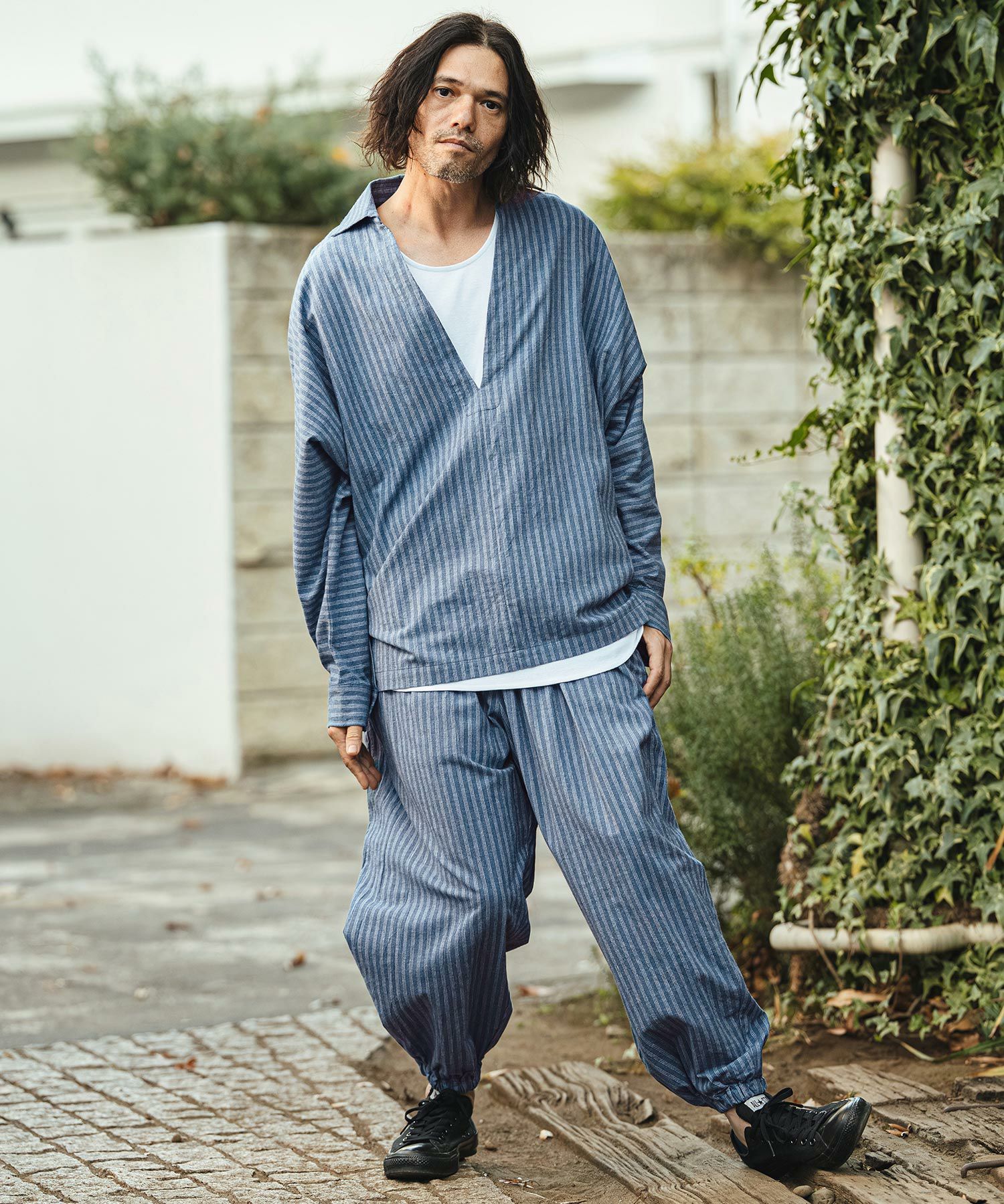 新品 Cambio コットンリネンストライプバルーンパンツ Sサイズ CAMBIO(カンビオ)】コットンリネンストライプバルーンパンツ(CMB-R0194