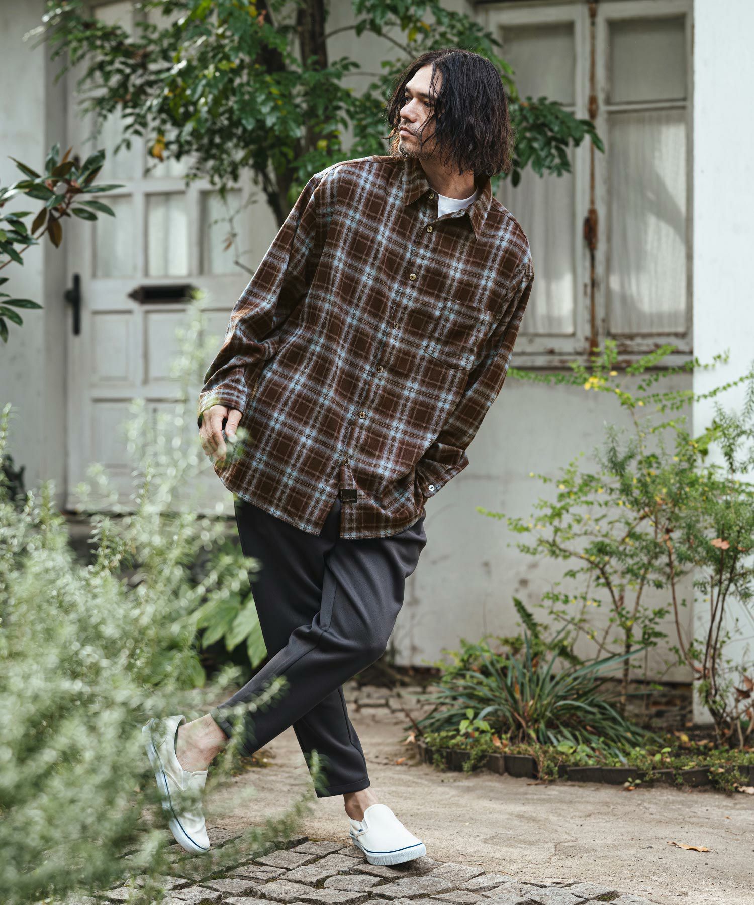 CAMBIO チェックシャツ　Sサイズ　メンズ CAMBIO(カンビオ)】Jacquard Ombre Check Shirts オンブレチェック