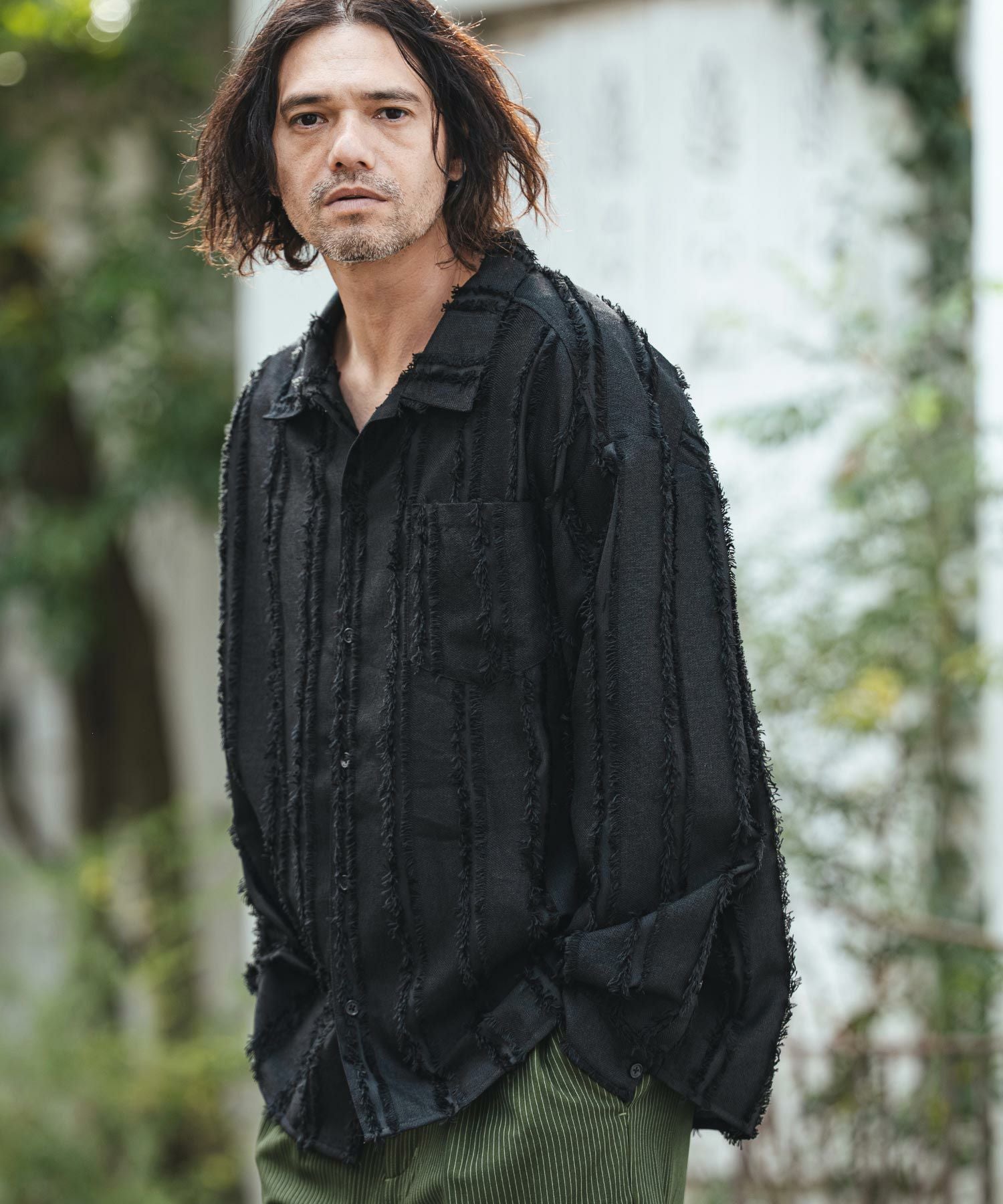 新品　シャツ CAMBIO(カンビオ)】Fringe Stripe Shirts ストライプシャツ(PF-261-010
