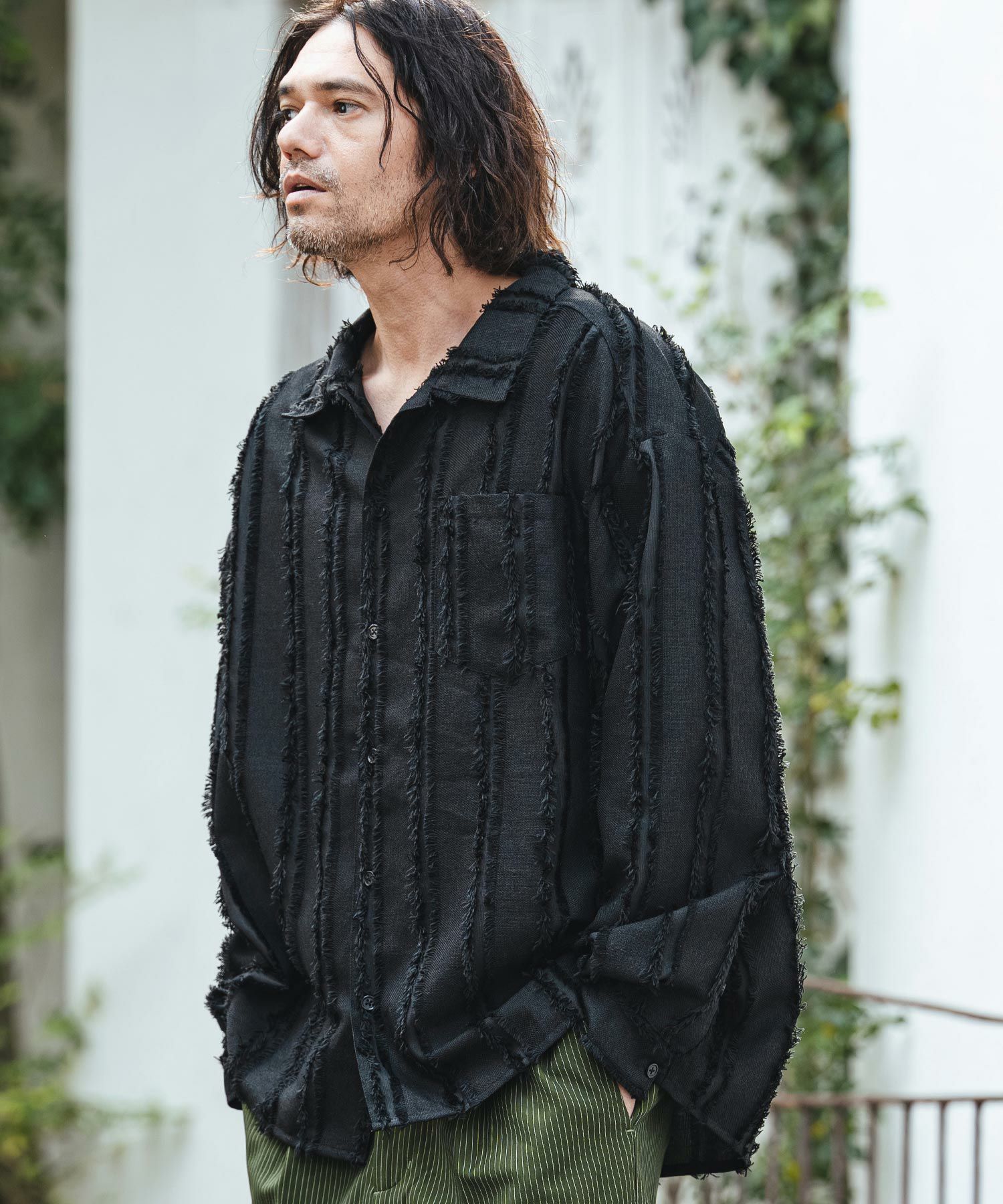 CAMBIO(カンビオ)】Fringe Stripe Shirts ストライプシャツ(PF-261-010