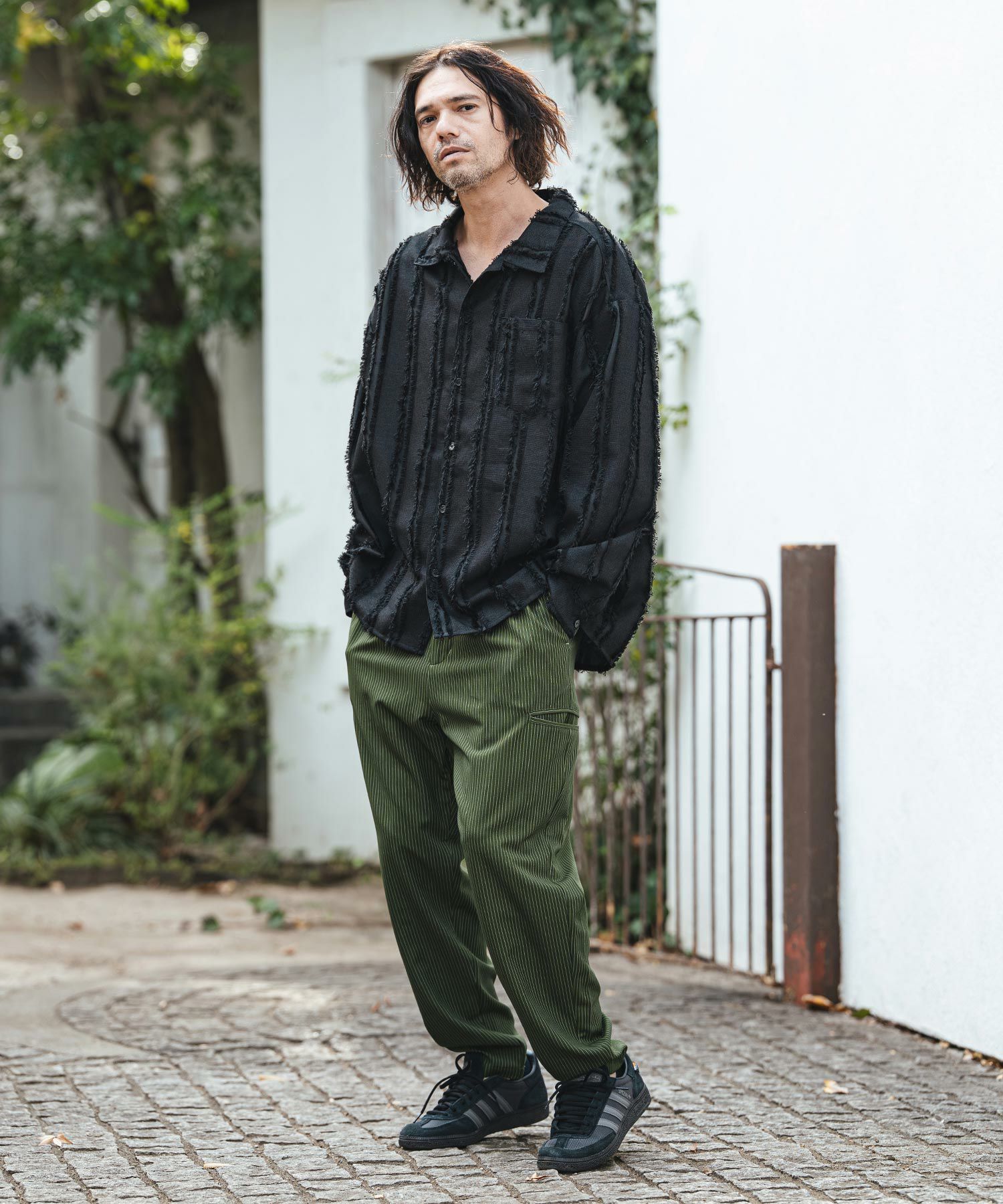 新品　シャツ CAMBIO(カンビオ)】Fringe Stripe Shirts ストライプシャツ(PF-261-010