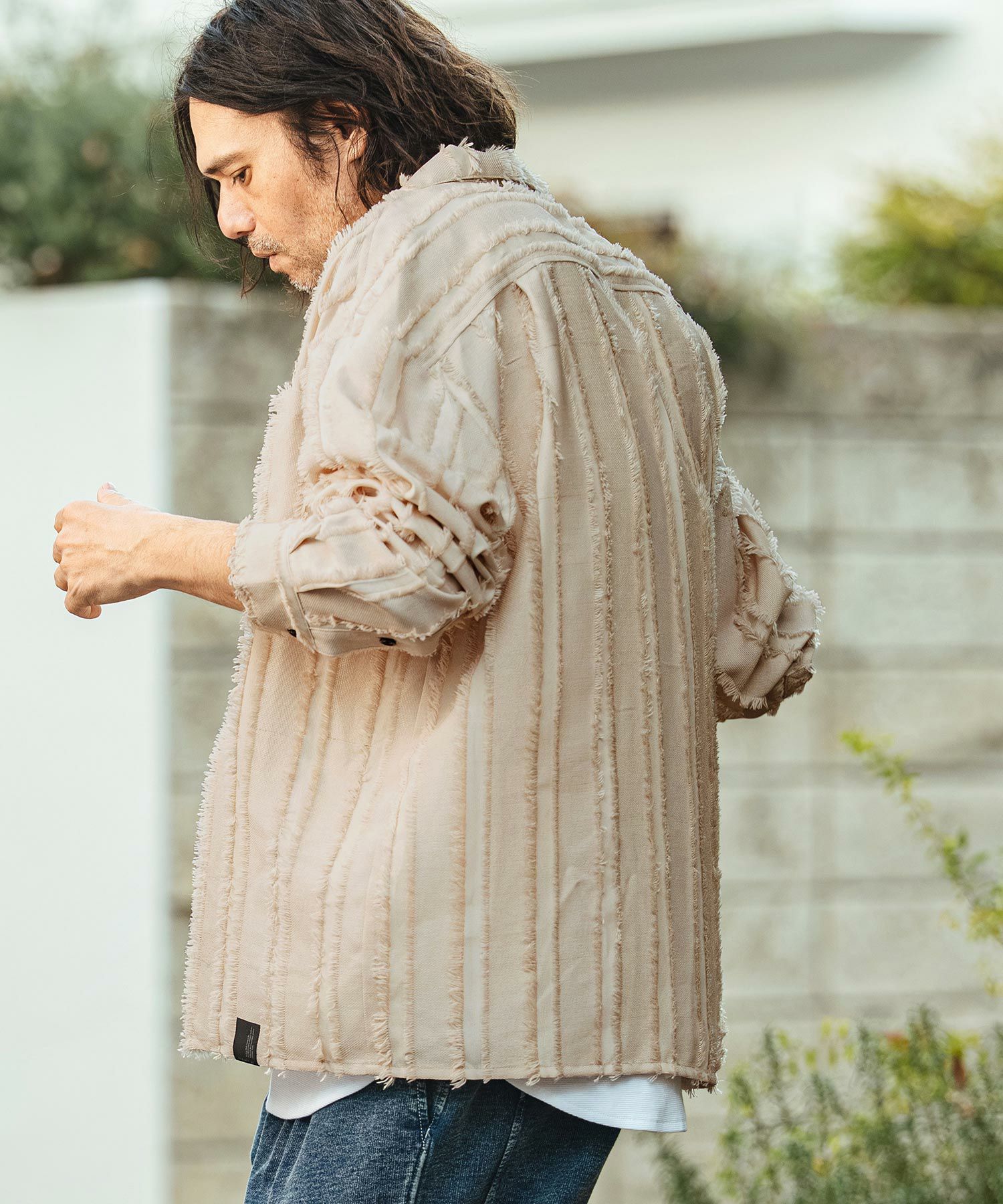 新品　シャツ CAMBIO(カンビオ)】Fringe Stripe Shirts ストライプシャツ(PF-261-010