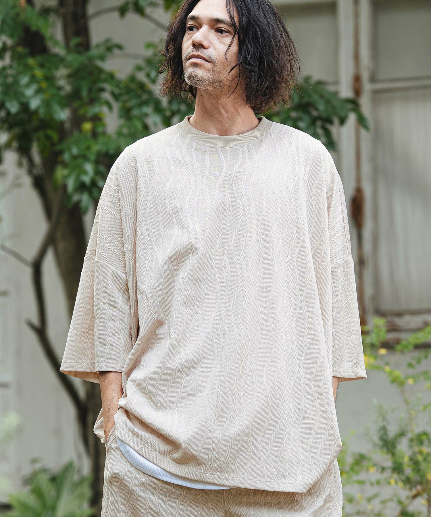 その他 T CAMBIO(カンビオ)】Cable Jacquard Tricot oversized Tee オーバー