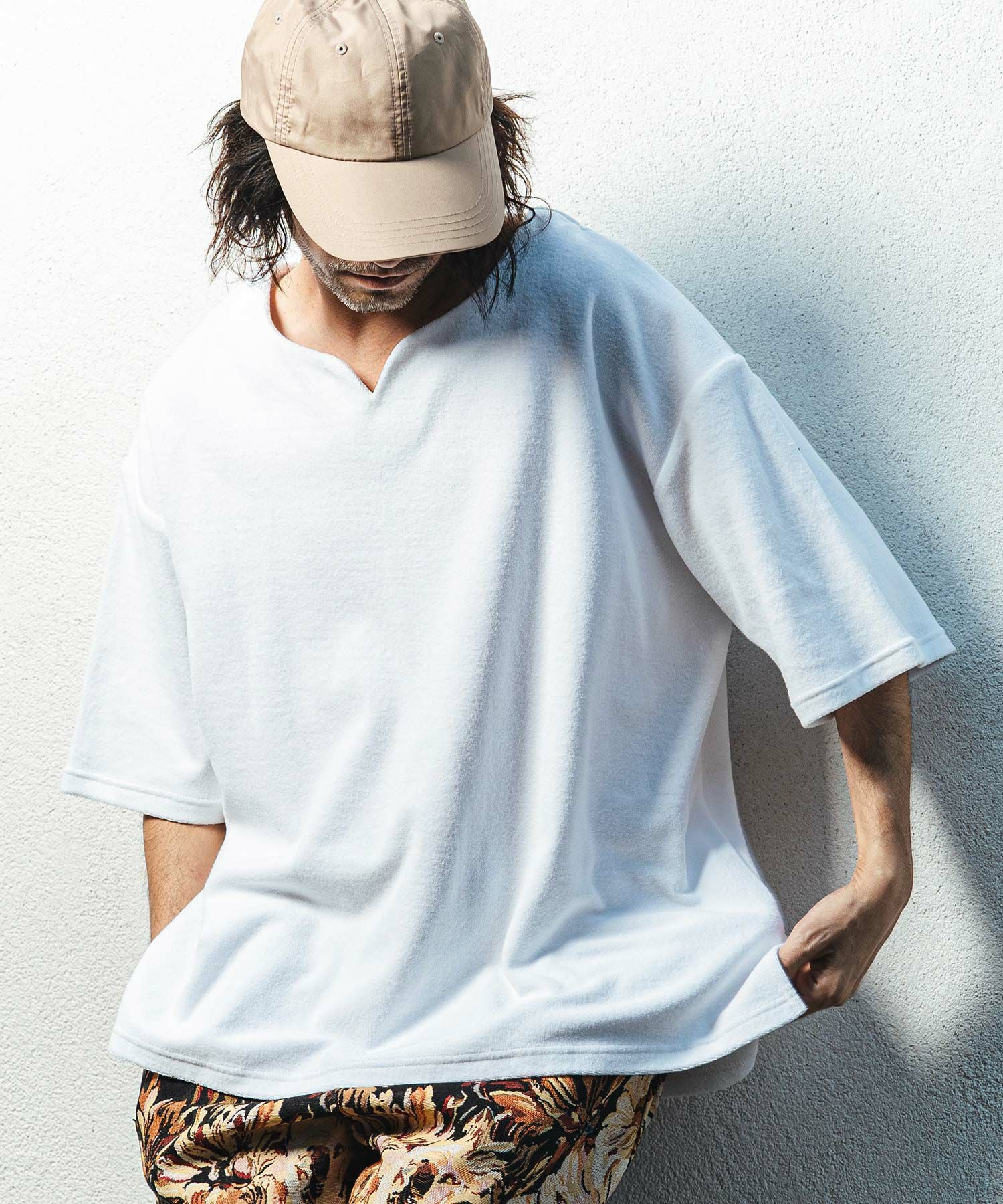 CAMBIO(カンビオ)】キーネックパイルカットソー 半袖カットソー(CMB