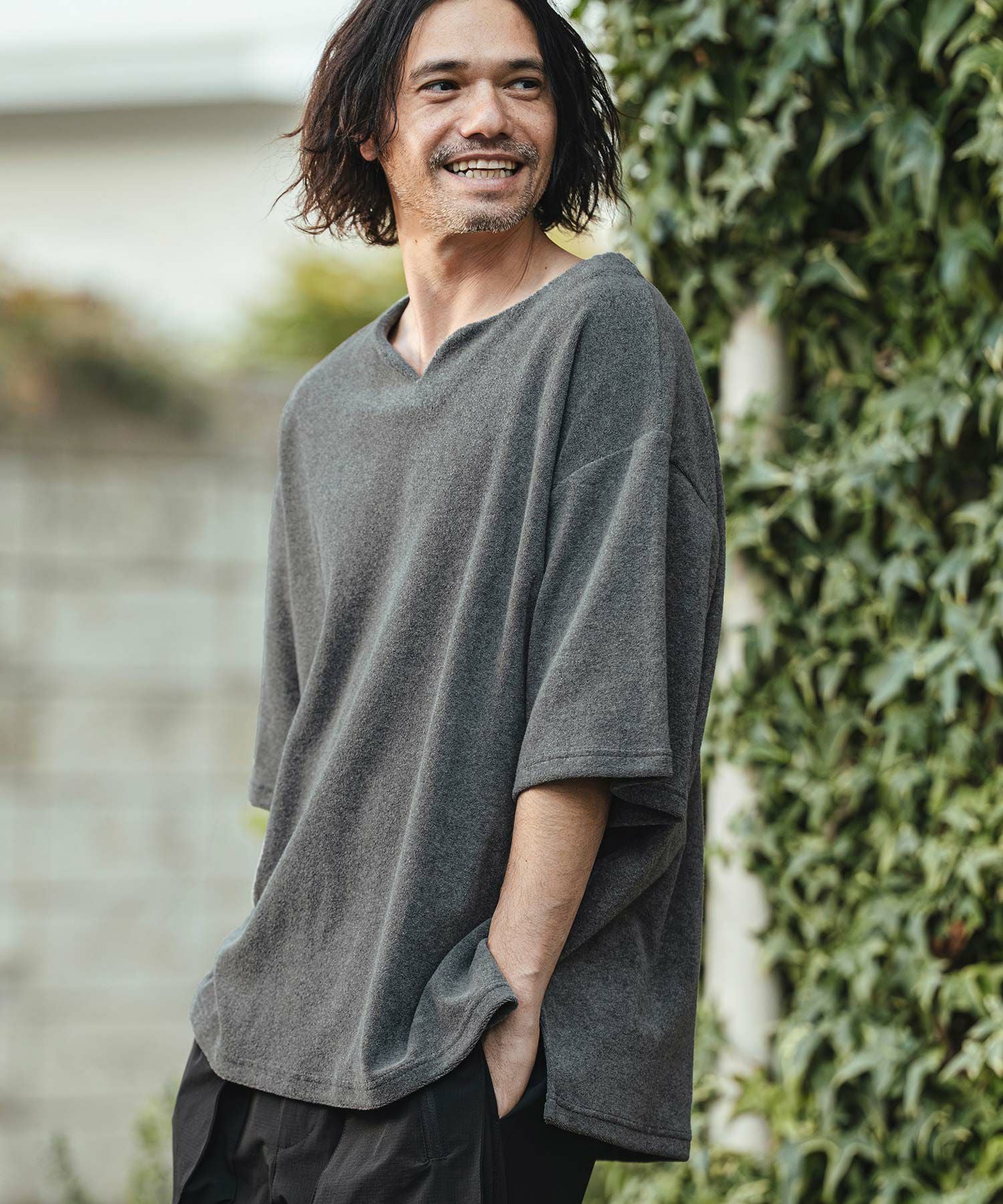 CAMBIO(カンビオ)】キーネックパイルカットソー 半袖カットソー(CMB