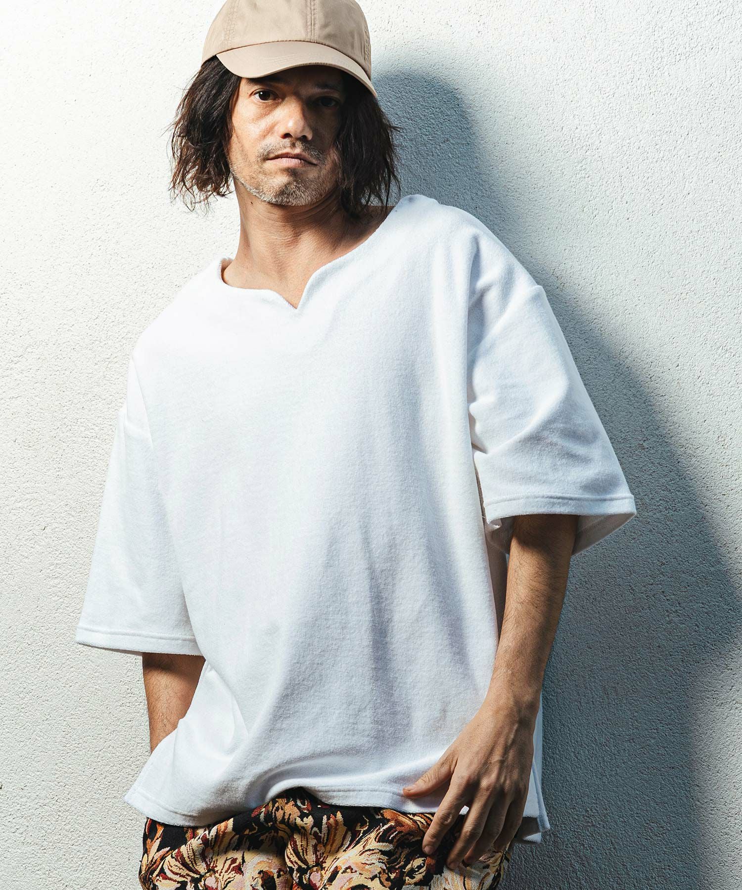 CAMBIO(カンビオ)】キーネックパイルカットソー 半袖カットソー(CMB