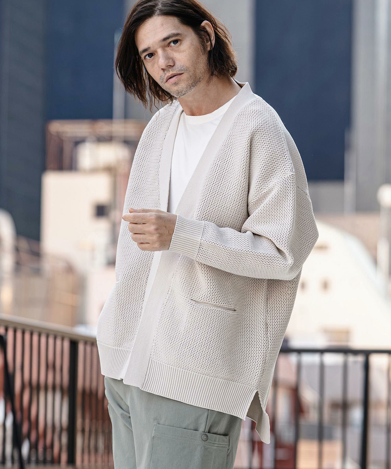 CAMBIO(カンビオ)】Airy Sheer Knit Buttonless Cardigan ニット