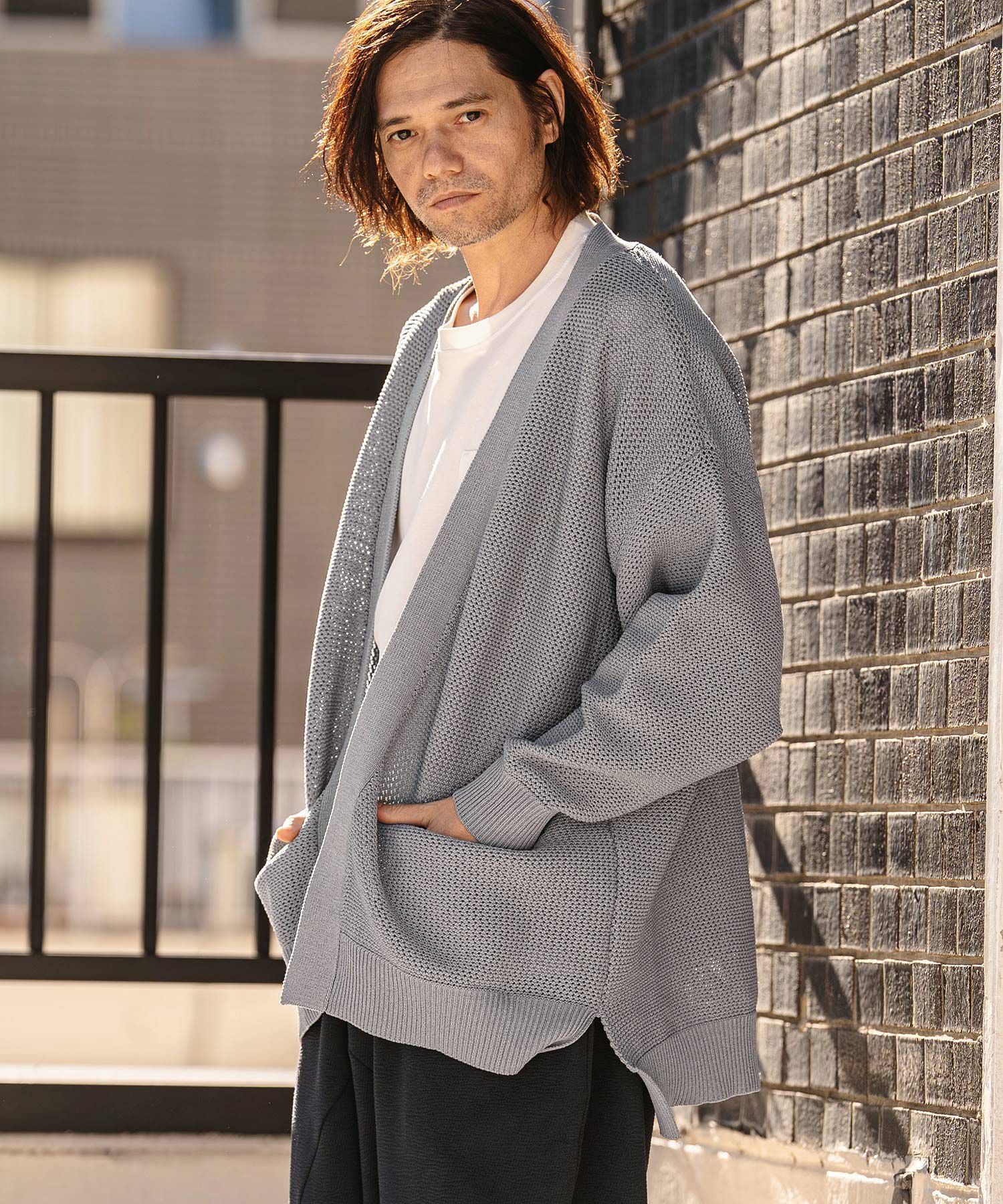 CAMBIO(カンビオ)】Airy Sheer Knit Buttonless Cardigan ニット