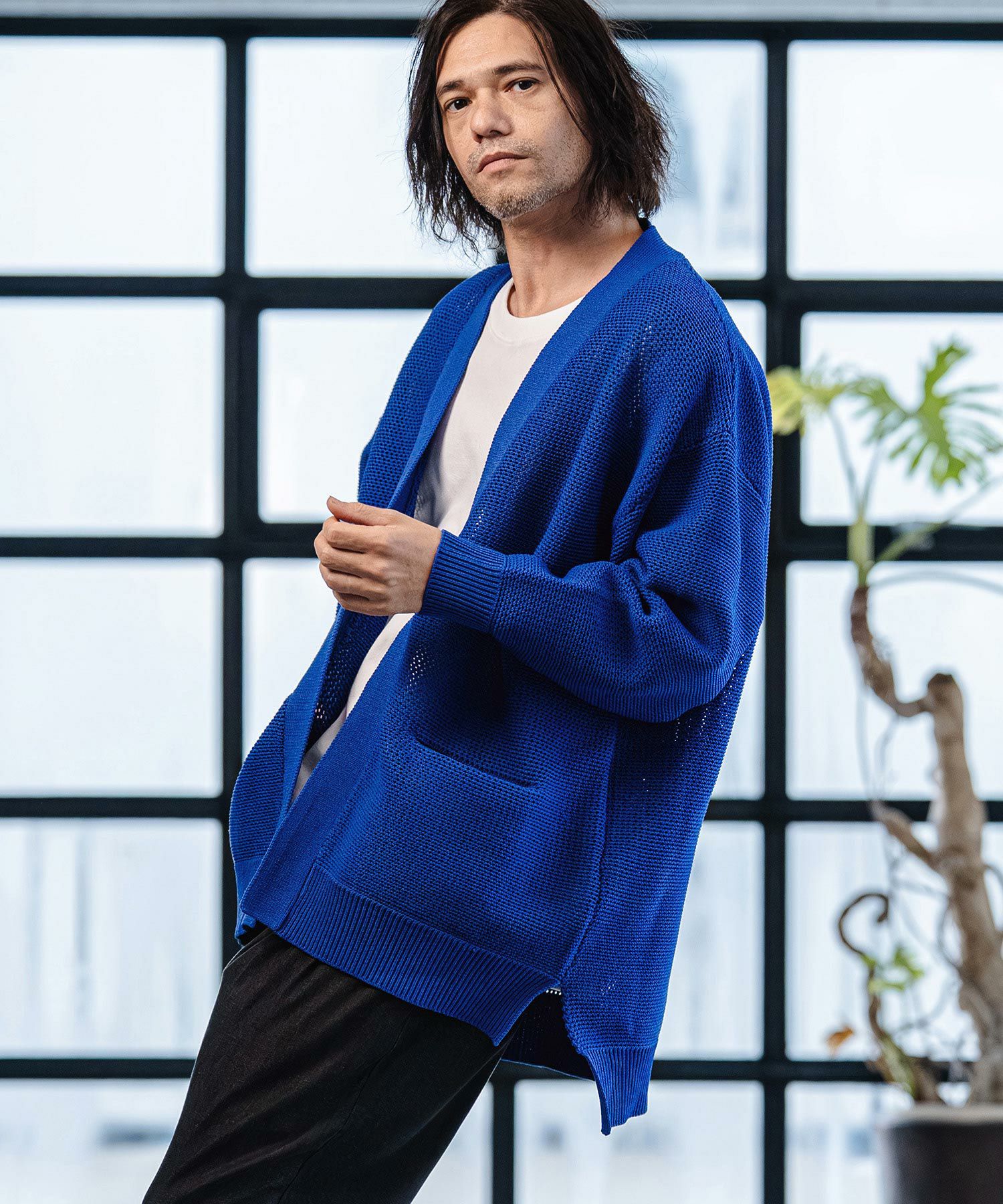 CAMBIO(カンビオ)】Airy Sheer Knit Buttonless Cardigan ニット