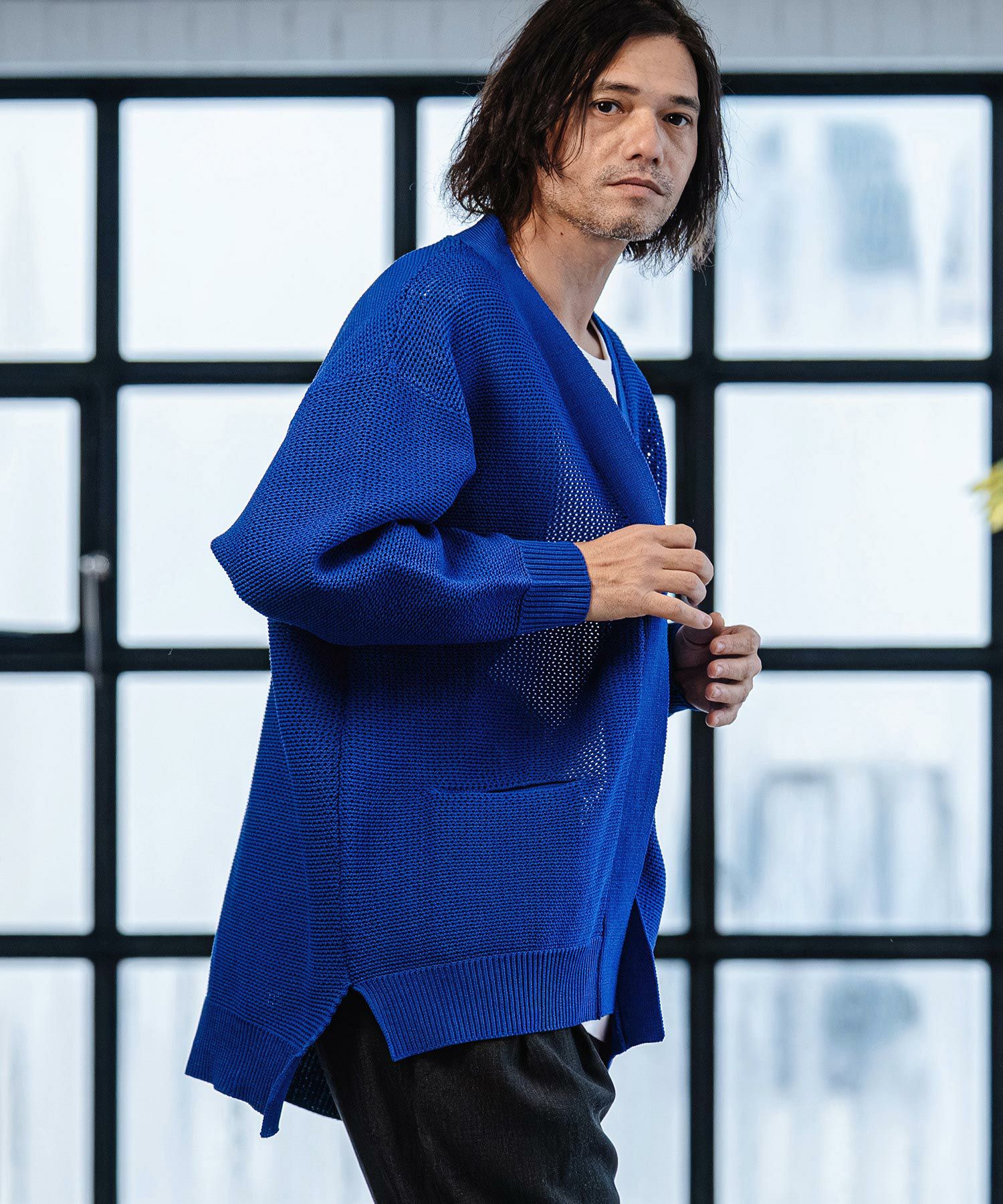 CAMBIO(カンビオ)】Airy Sheer Knit Buttonless Cardigan ニット