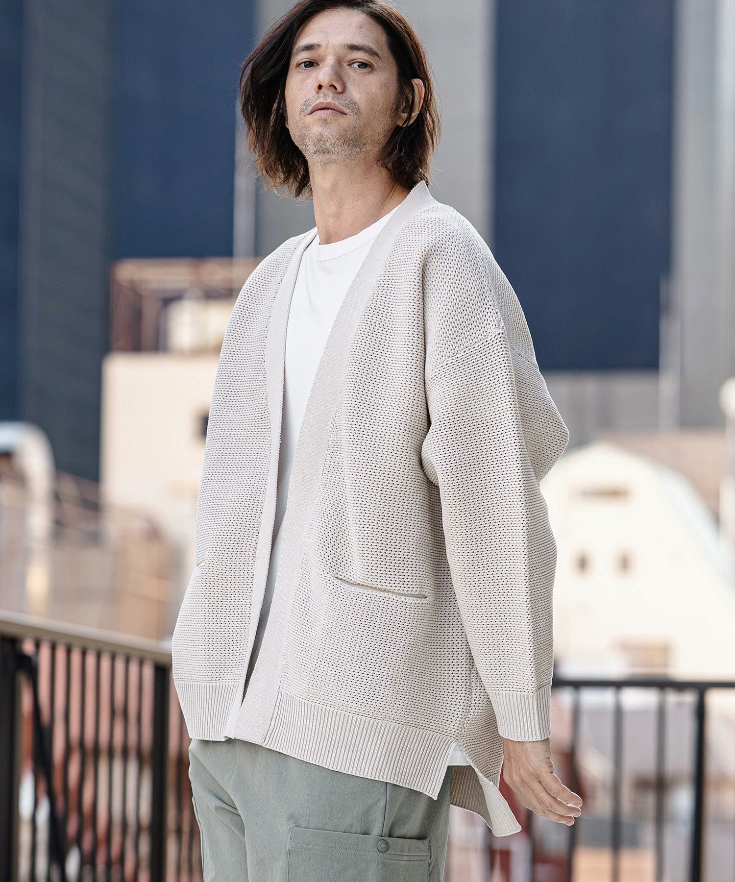 CAMBIO(カンビオ)】Airy Sheer Knit Buttonless Cardigan ニット