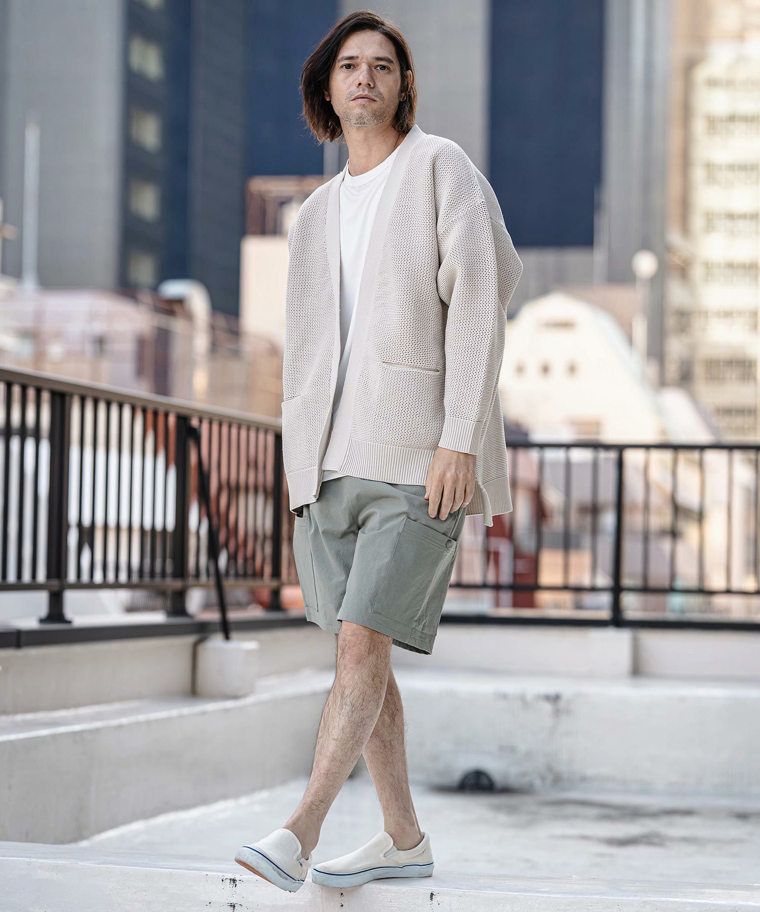CAMBIO(カンビオ)】Airy Sheer Knit Buttonless Cardigan ニット