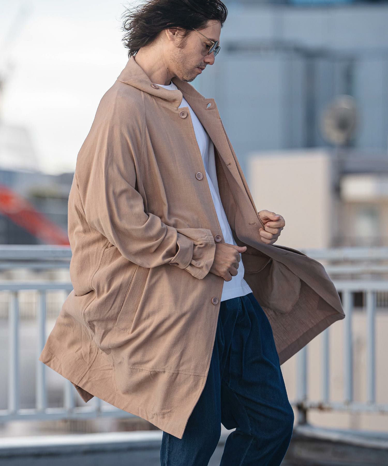 CAMBIO(カンビオ)】Rayon Linen Soutien Collar Shirt Coat シャツ
