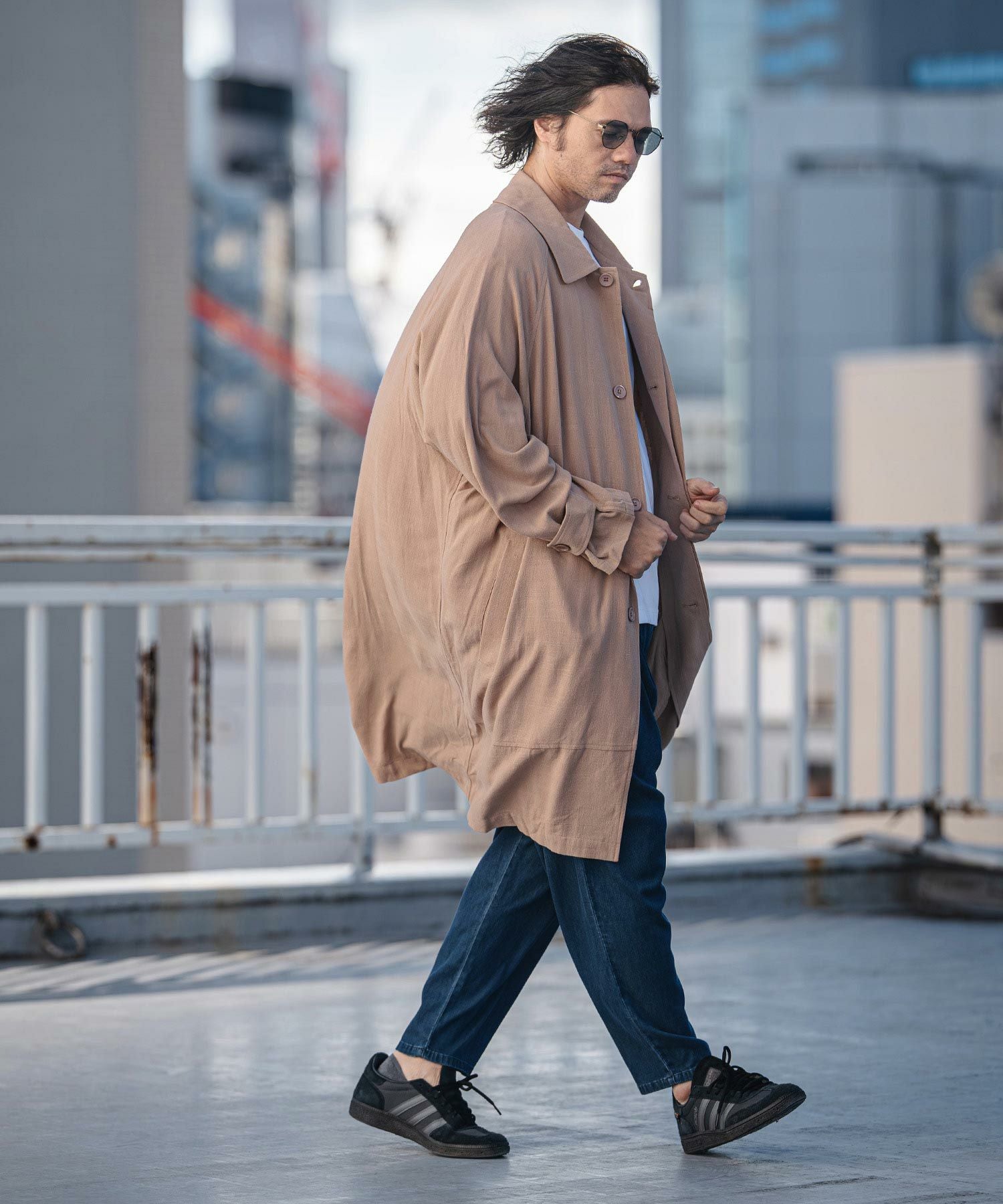 CAMBIO(カンビオ)】Rayon Linen Soutien Collar Shirt Coat シャツ