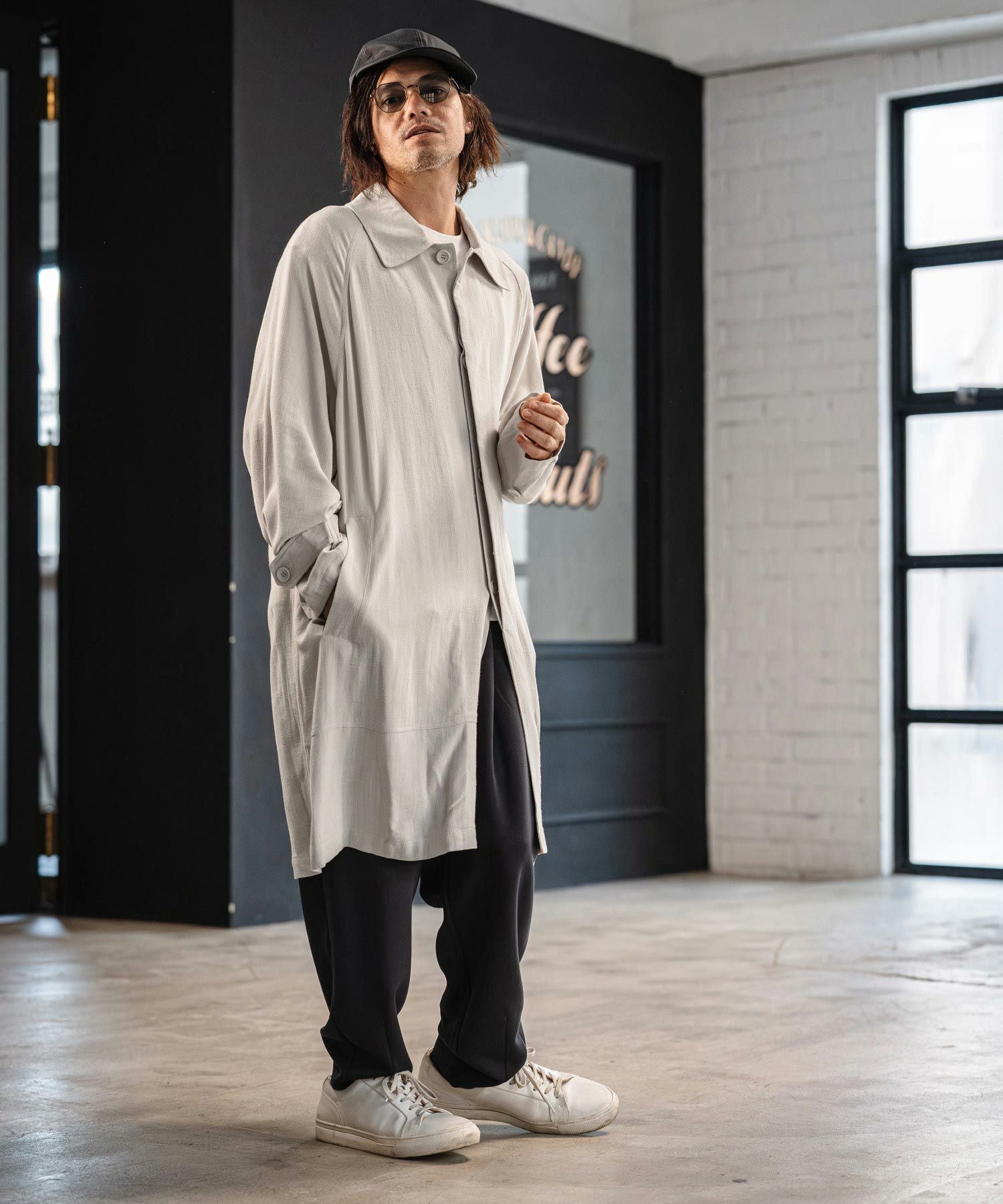 CAMBIO(カンビオ)】Rayon Linen Soutien Collar Shirt Coat シャツ