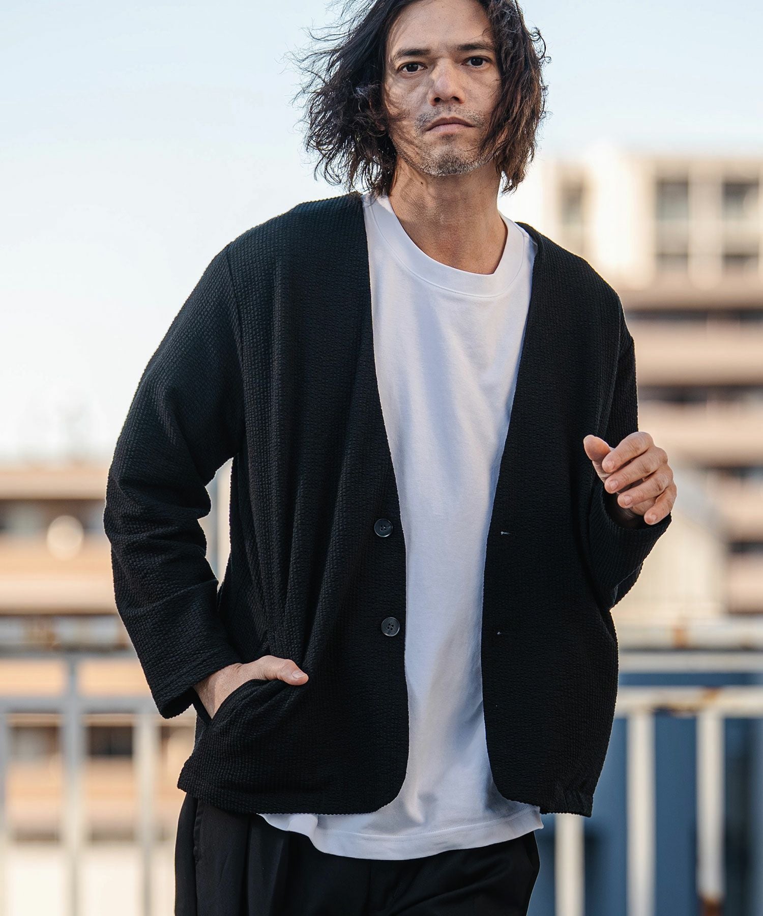 CAMBIO(カンビオ)】サッカーノーカラーカーデジャケット(CA04-61422