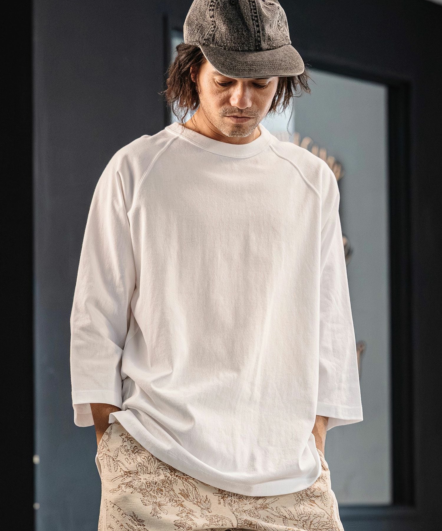 CAMBIO(カンビオ)】Relax Silhouette Raglan Sleeve Tee 7分袖ラグラン