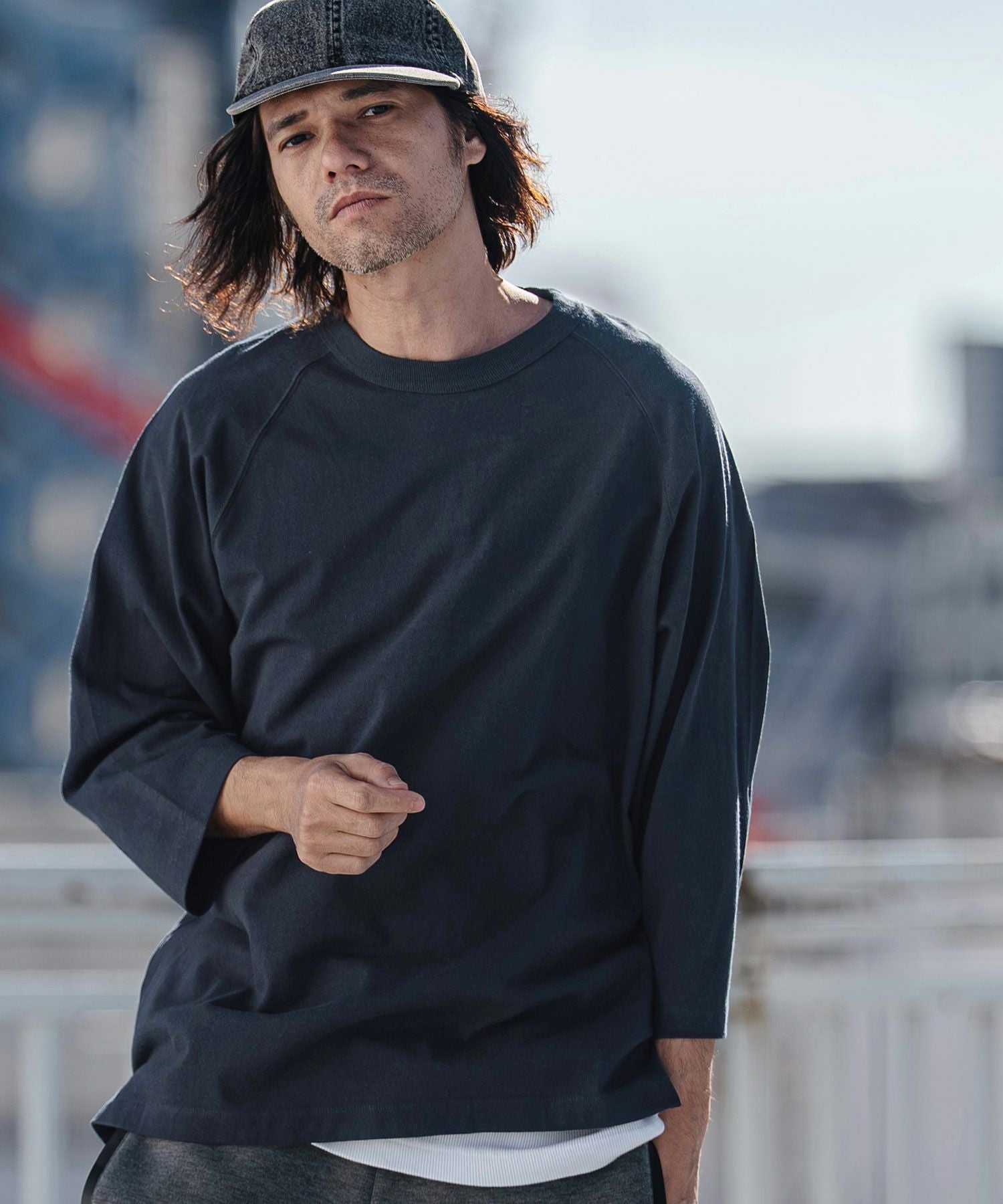 CAMBIO(カンビオ)】Relax Silhouette Raglan Sleeve Tee 7分袖ラグラン