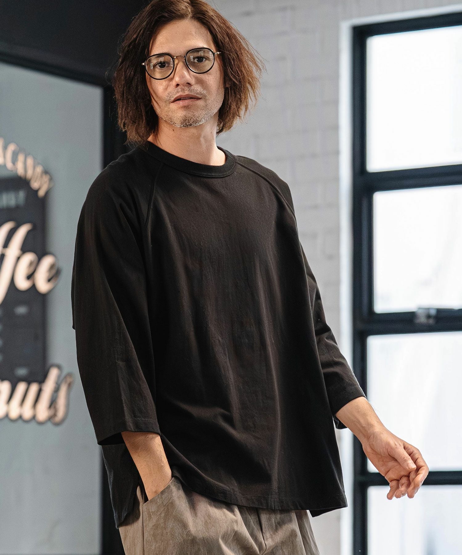 CAMBIO(カンビオ)】Relax Silhouette Raglan Sleeve Tee 7分袖ラグラン
