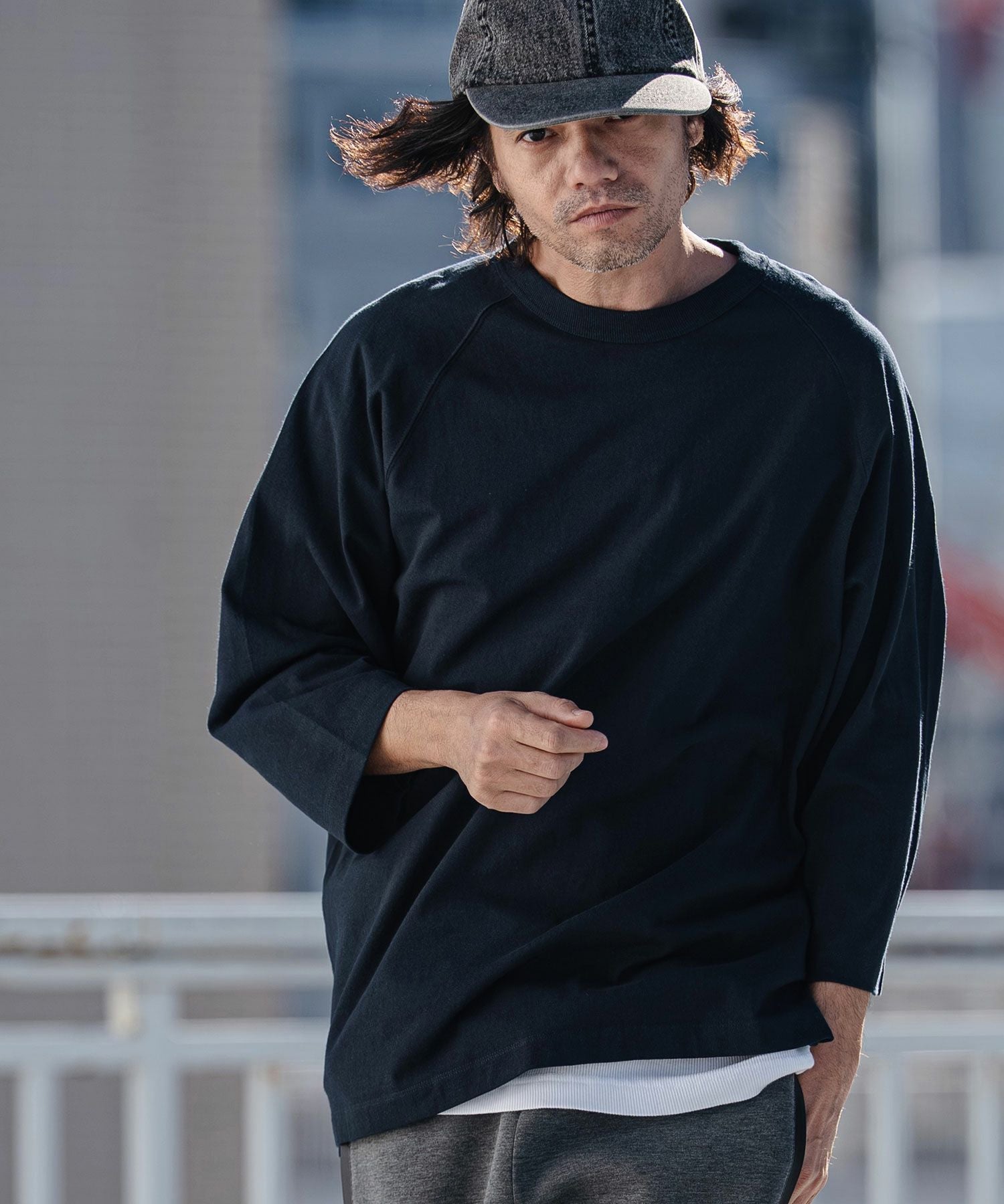 CAMBIO(カンビオ)】Relax Silhouette Raglan Sleeve Tee 7分袖ラグラン