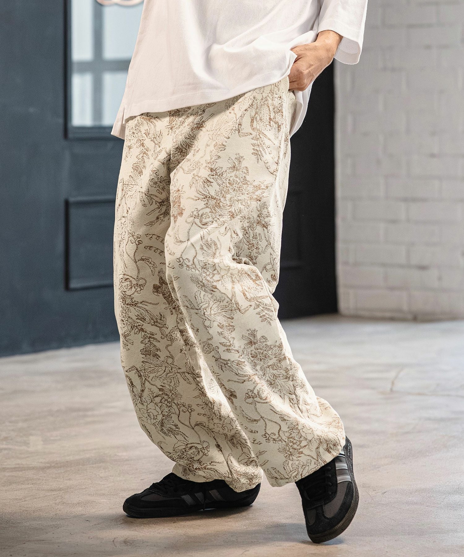 CAMBIO(カンビオ)】Floral Gobelin Wide Straight Pants ワイド
