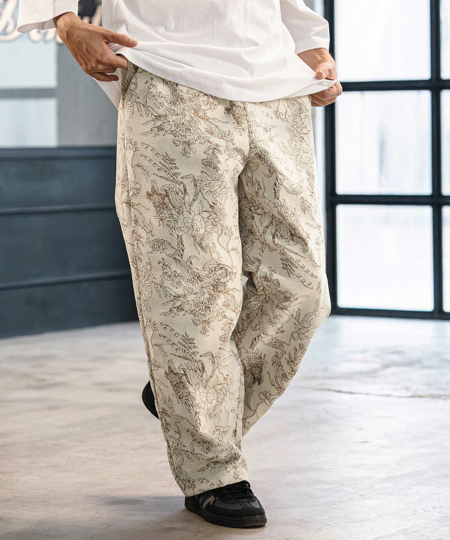 CAMBIO(カンビオ)】Floral Gobelin Wide Straight Pants ワイド