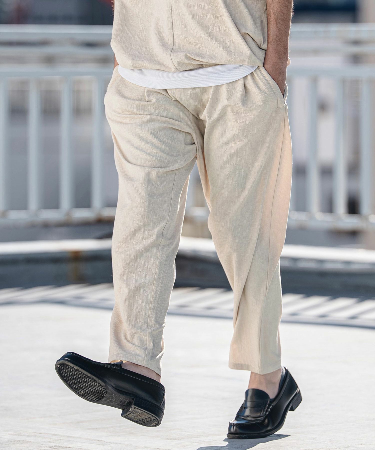 CAMBIO(カンビオ)】Stretch Seersucker Tapered Pants テーパード